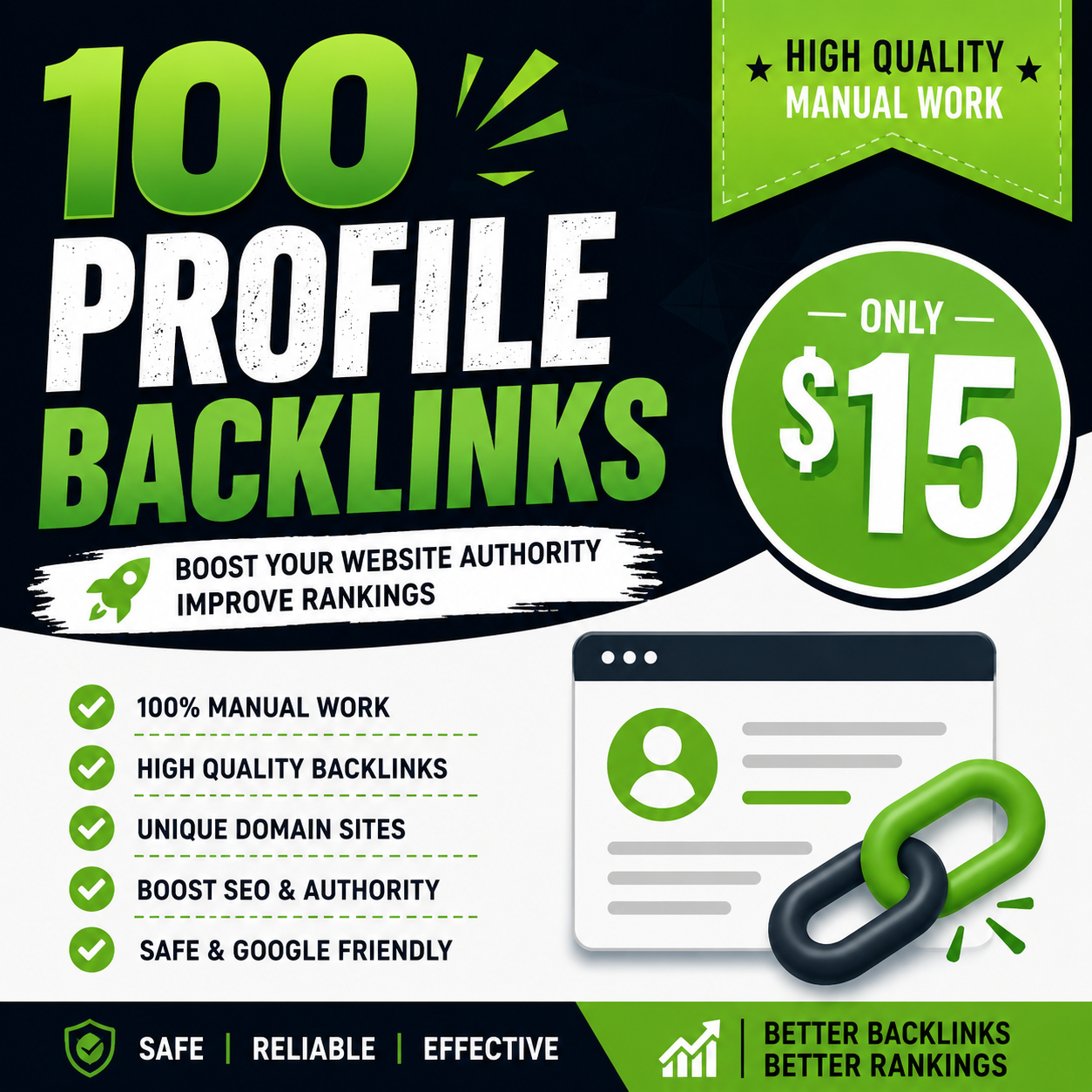 I Will Create 100 High Quality Profile Backlinks Manually for SEO and Rankings