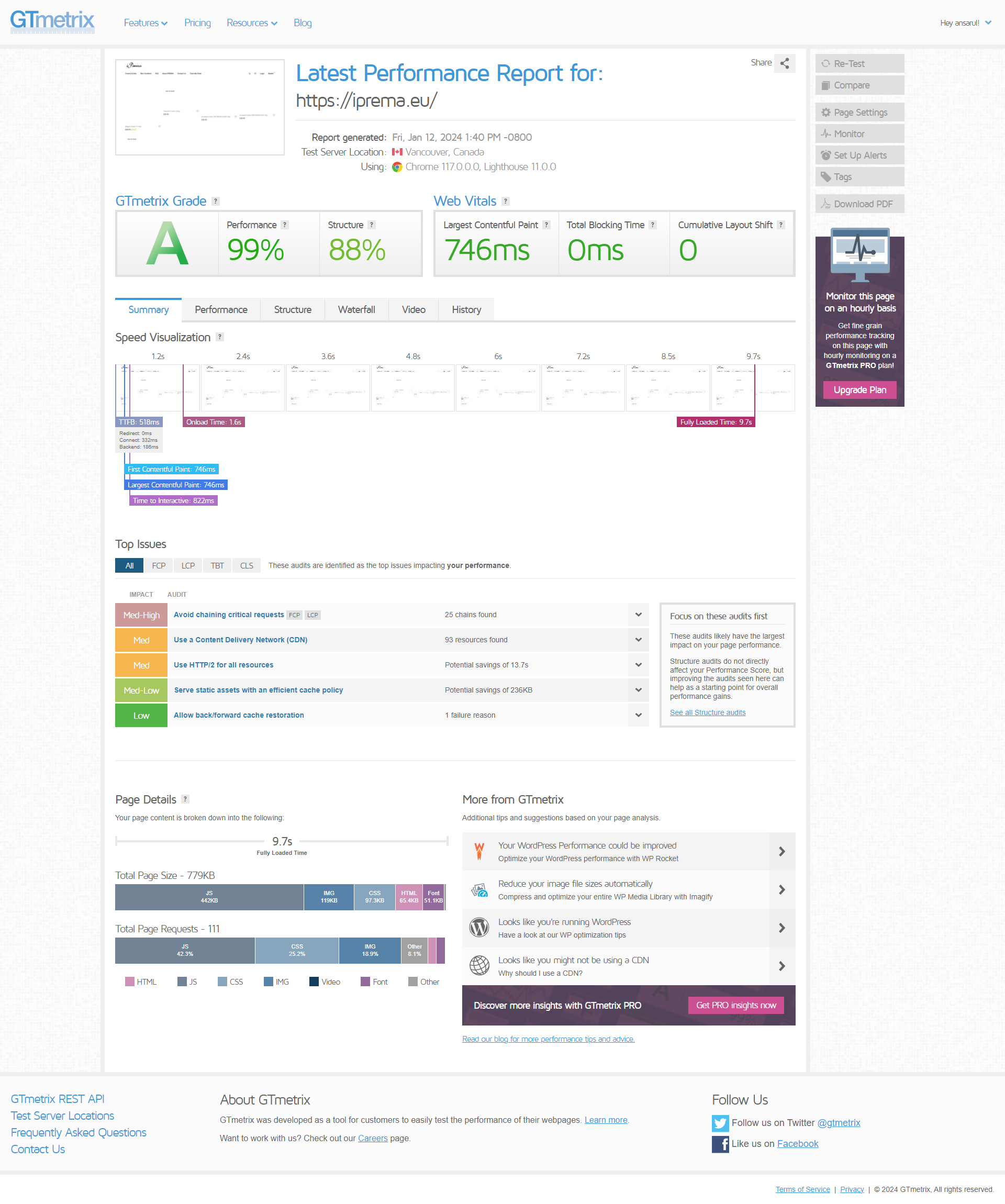 Make WordPress site speedy and well optimized with excellent a grade performance