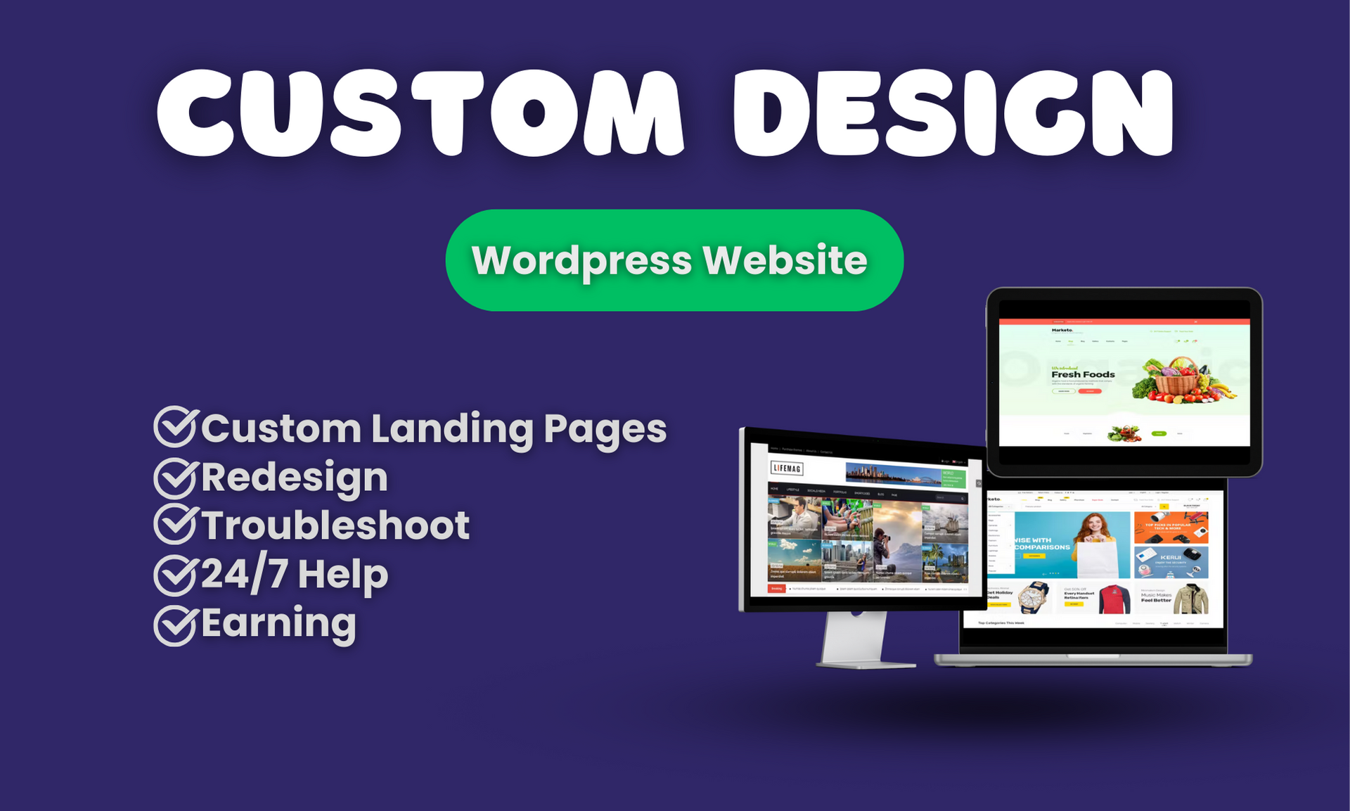 I will do custom wordpress website design using elementor pro
