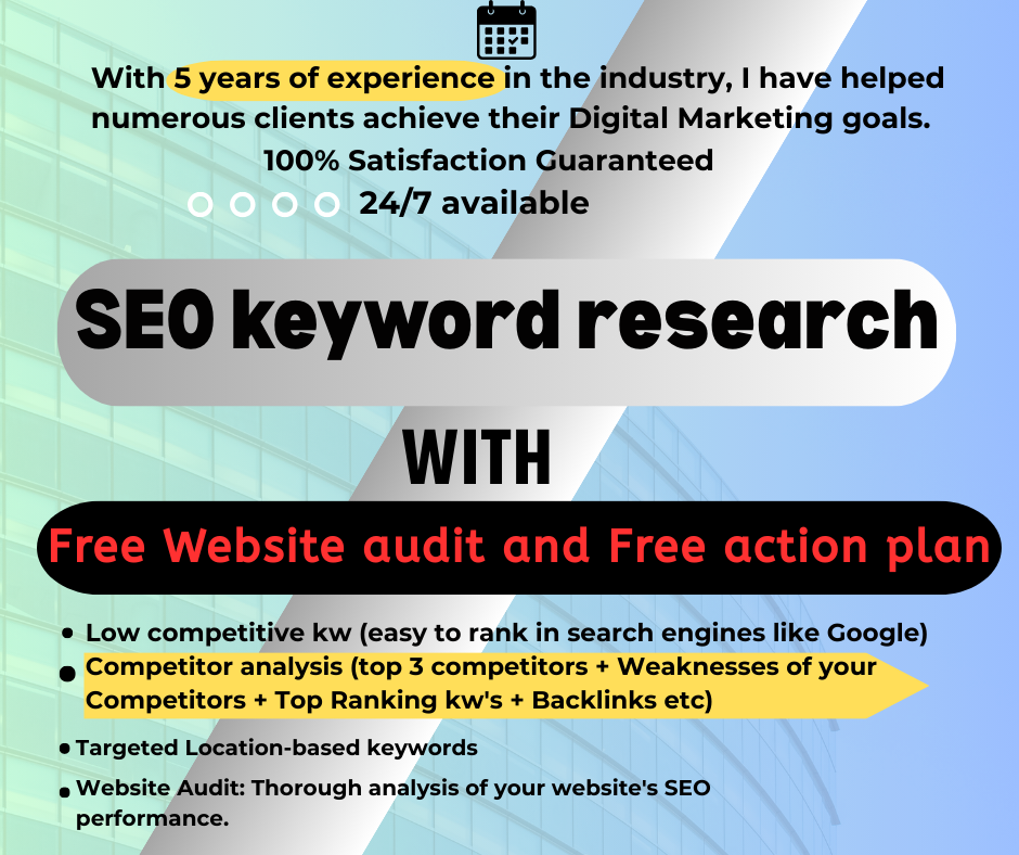 I will do SEO expert keyword research with a free audit