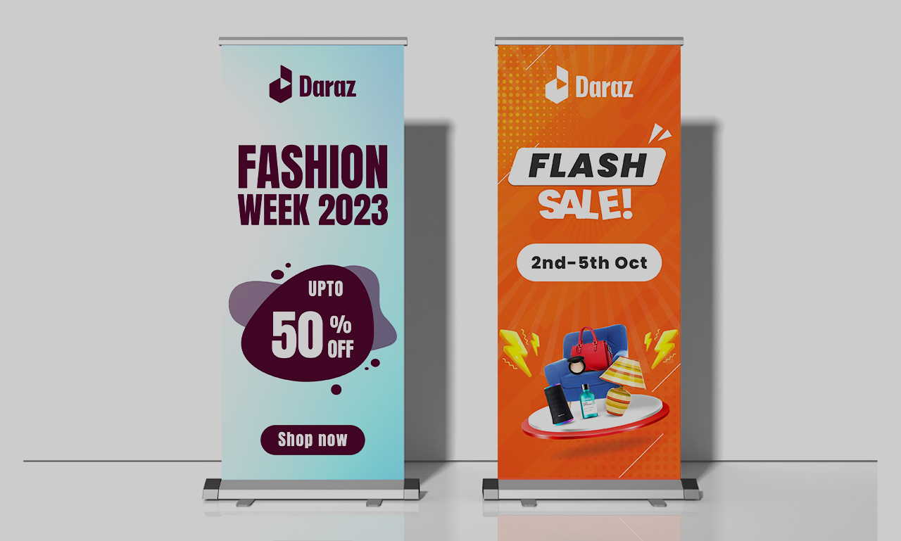 I will design an attractive standee or roll up banner in 1 day