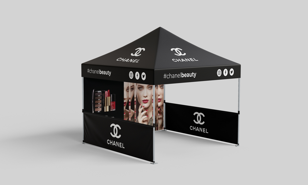 I will create a custom backdrop, canopy tent, or promotional tent design
