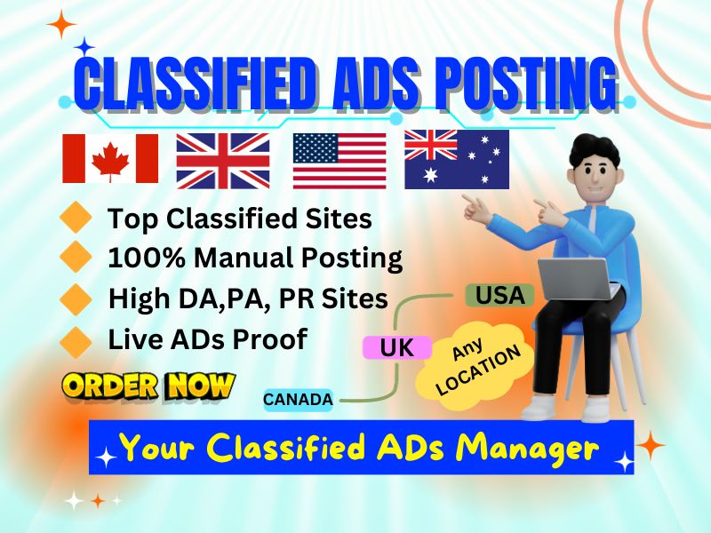 I will provide 100 classified ads posting in top site...