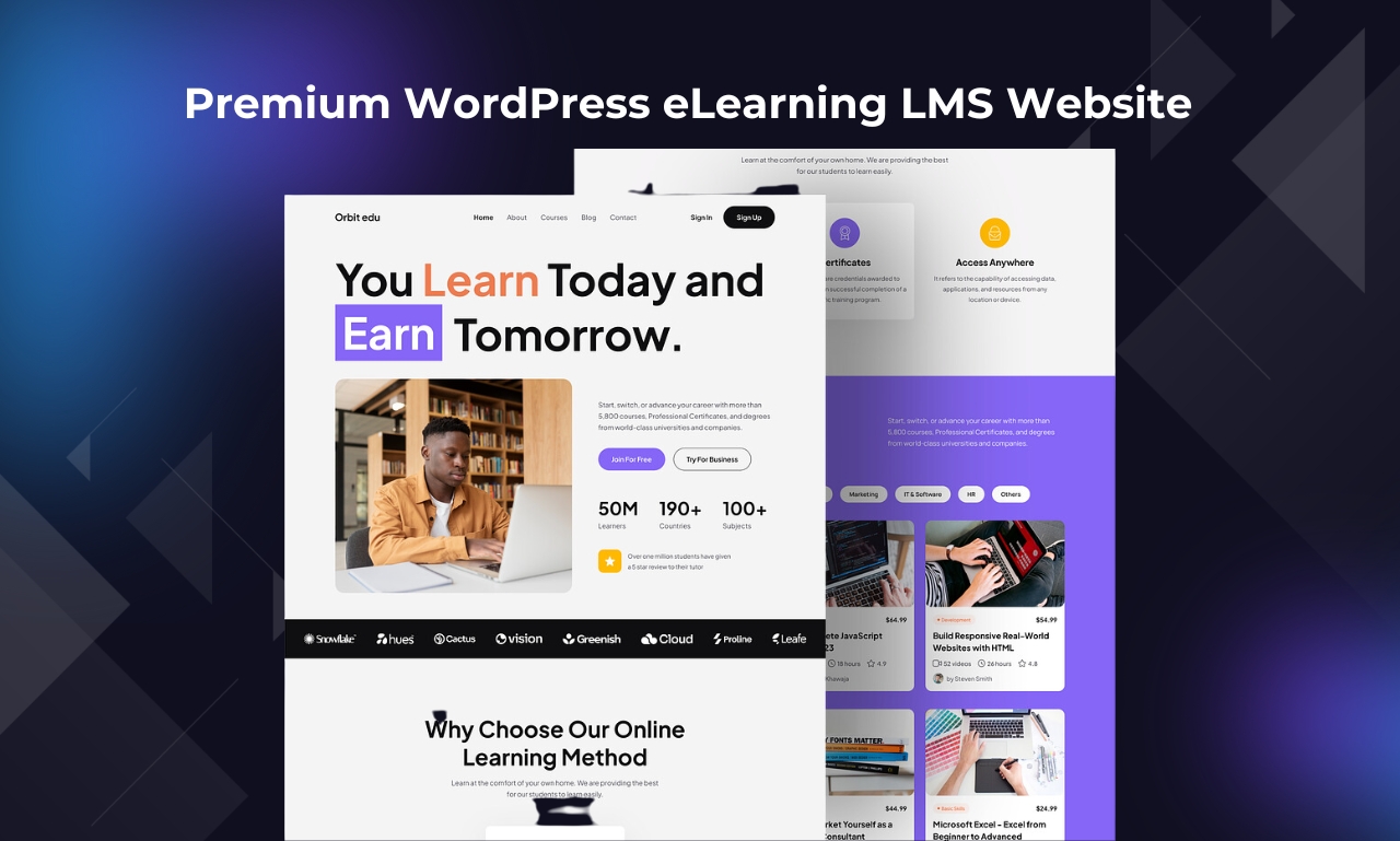 Build elearning website, lms website using learndash, buddyboss, tutor lms