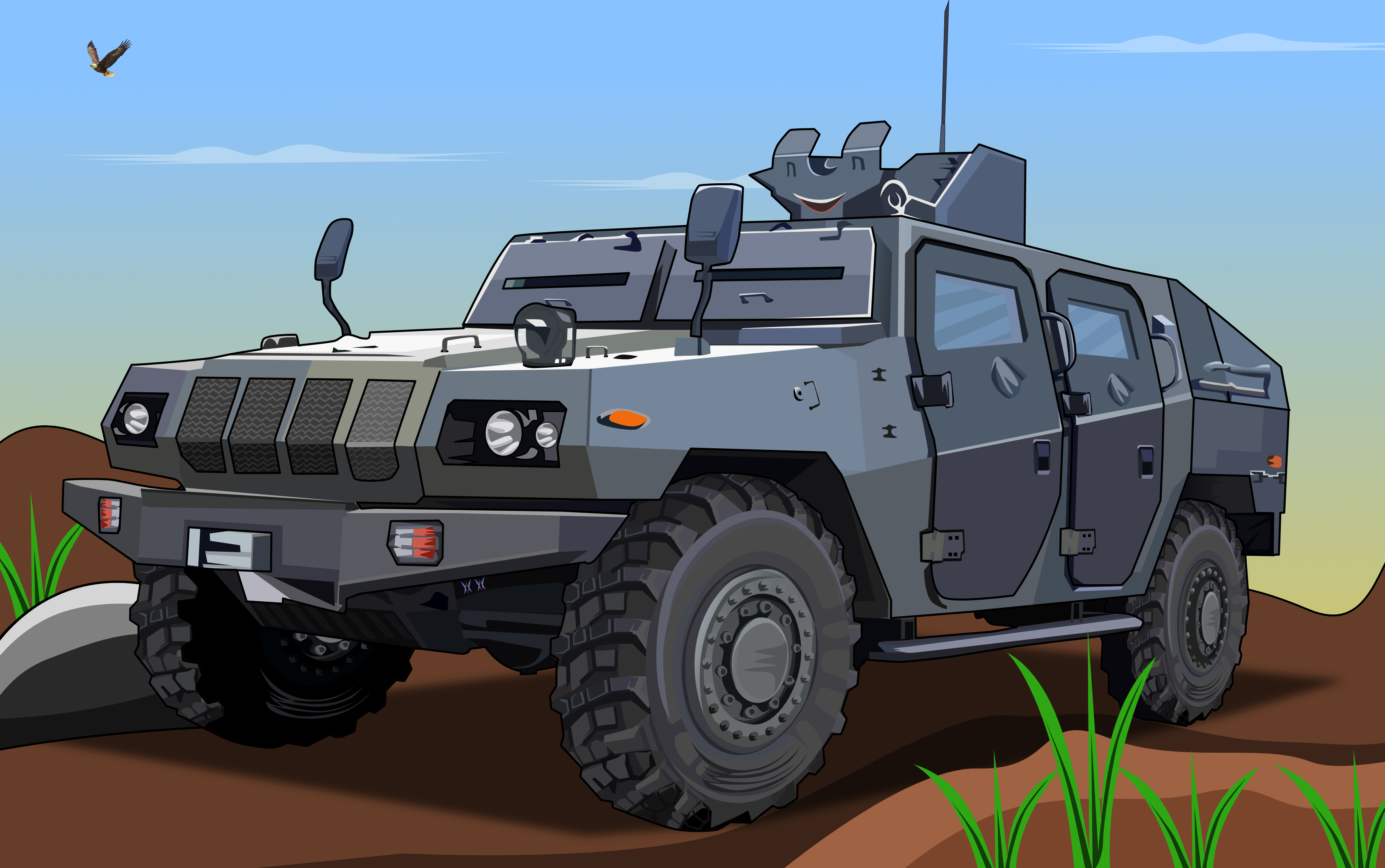 I will draw a car into vector cartoon portrait from photo