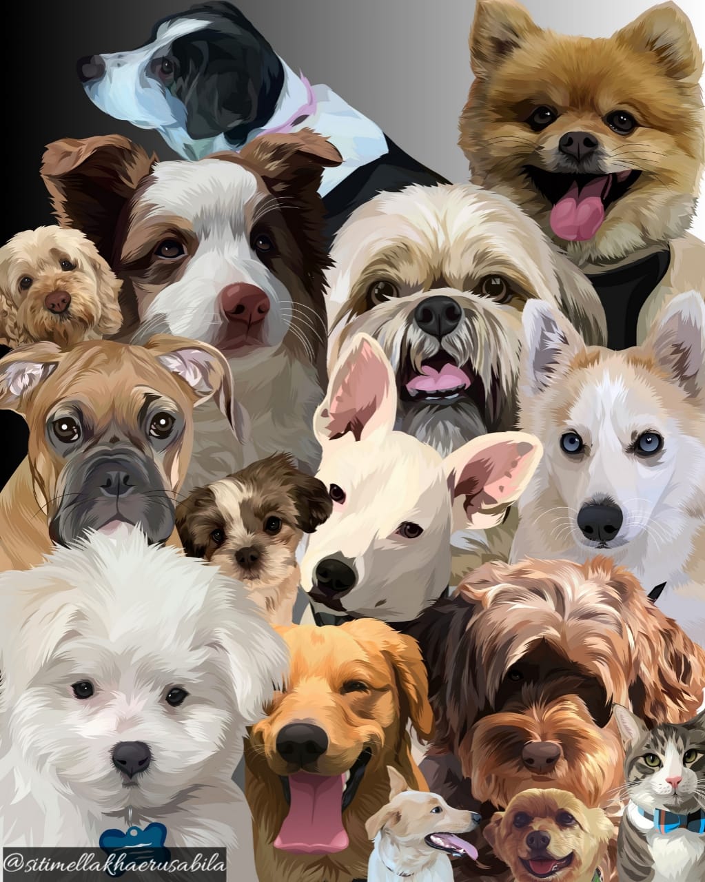 I will draw your dog and cat into cartoon portrait