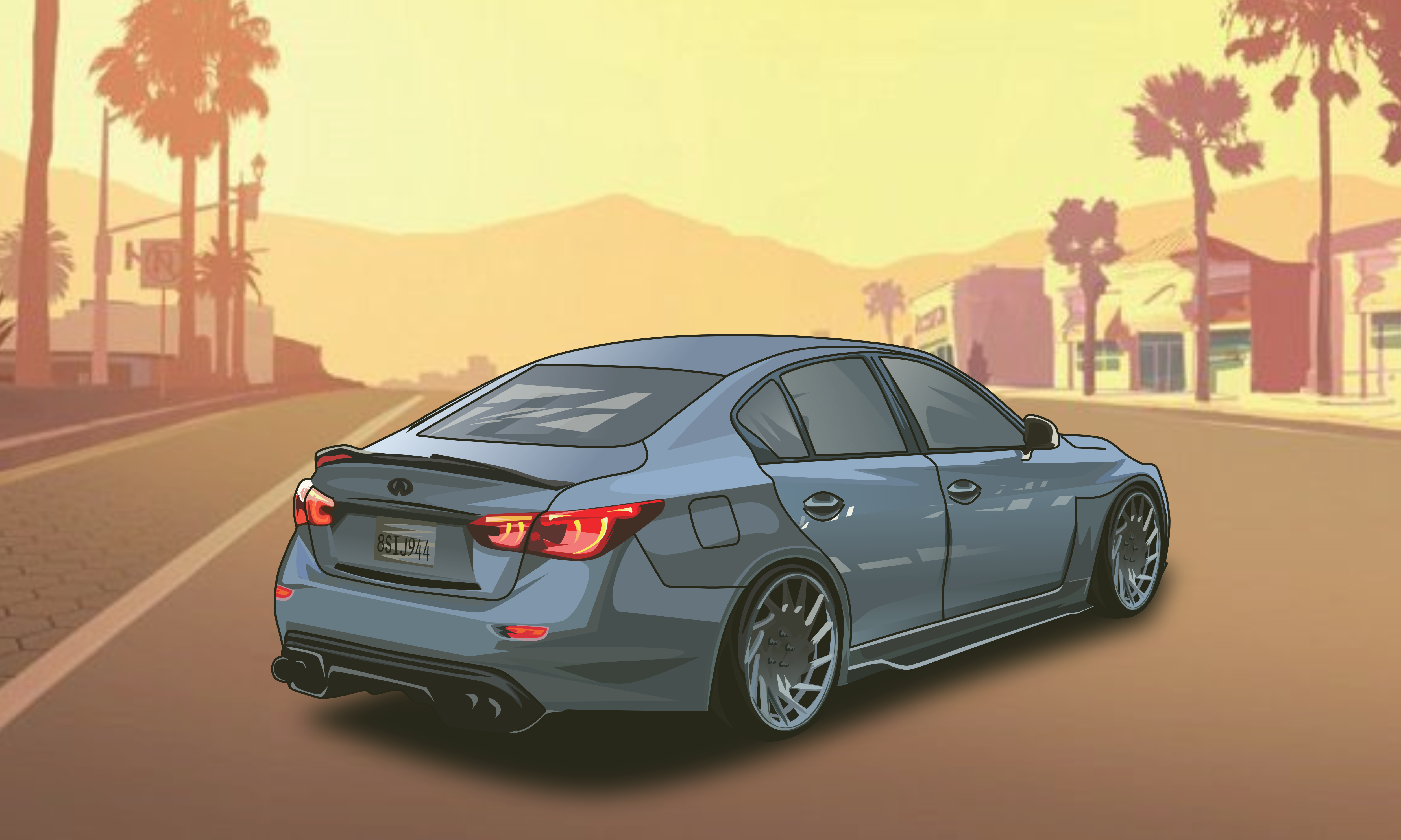 I will draw a car into vector cartoon portrait from photo