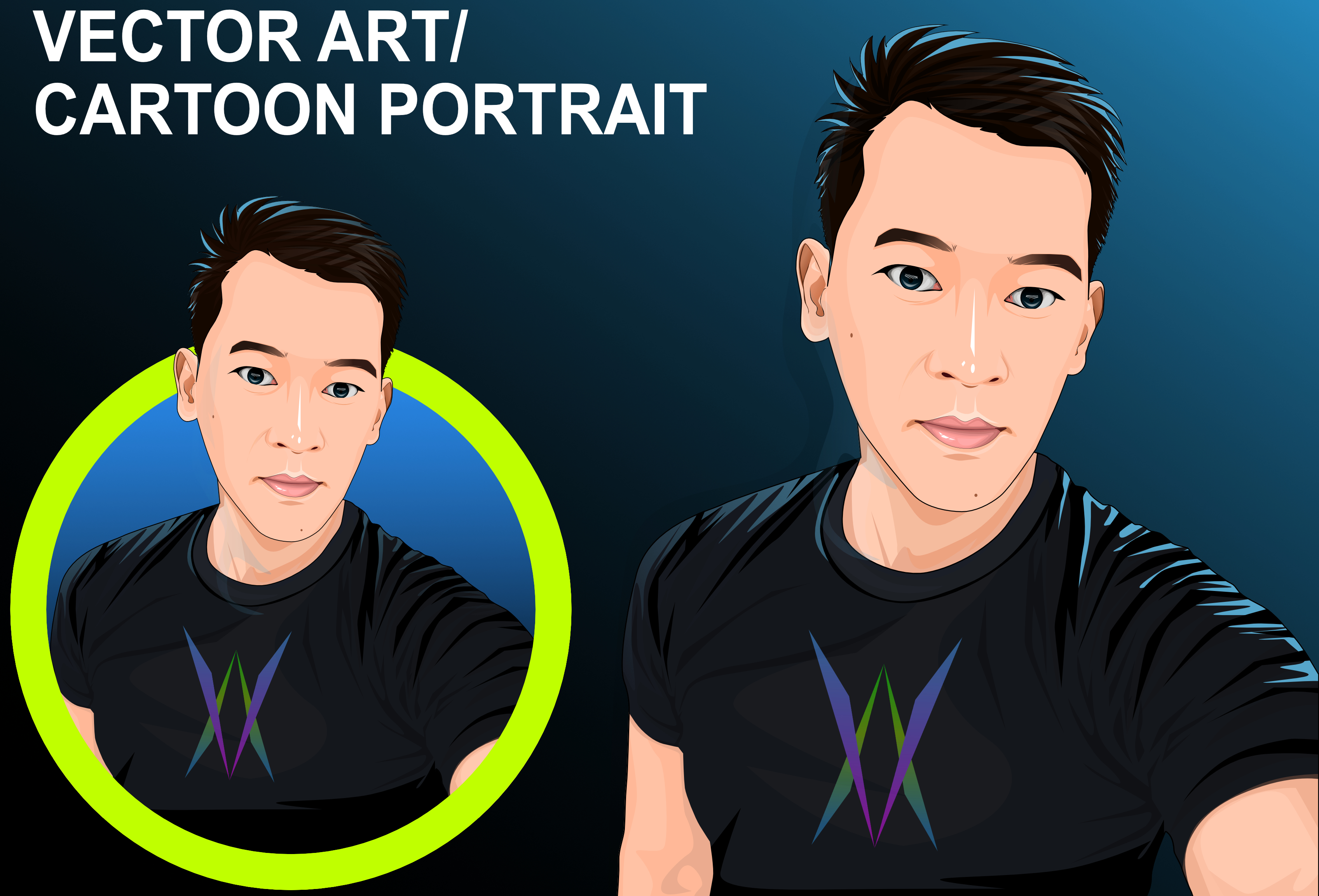 I will draw your face into a cartoon portrait