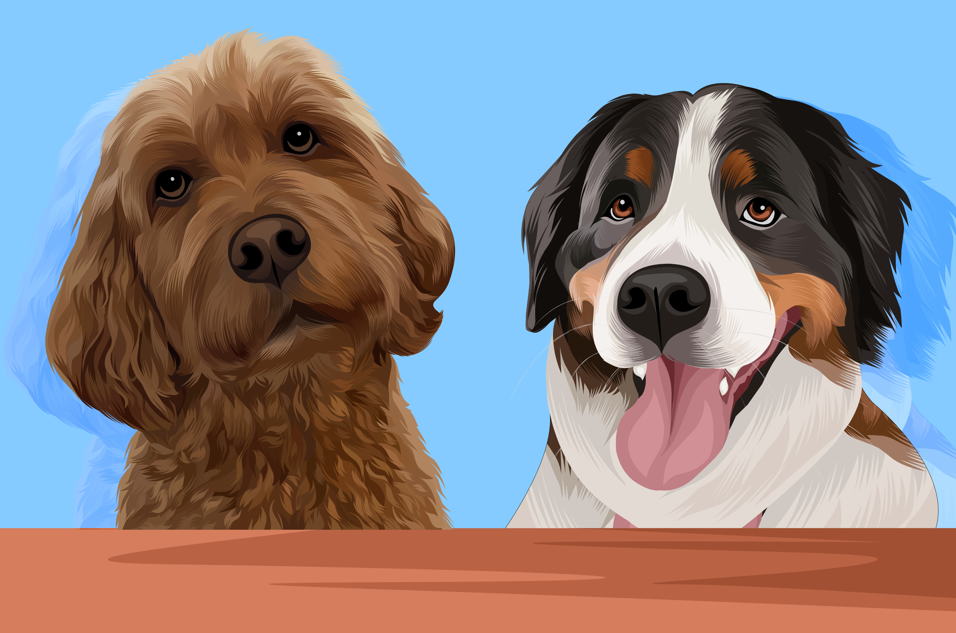 I will draw your dog and cat into cartoon portrait