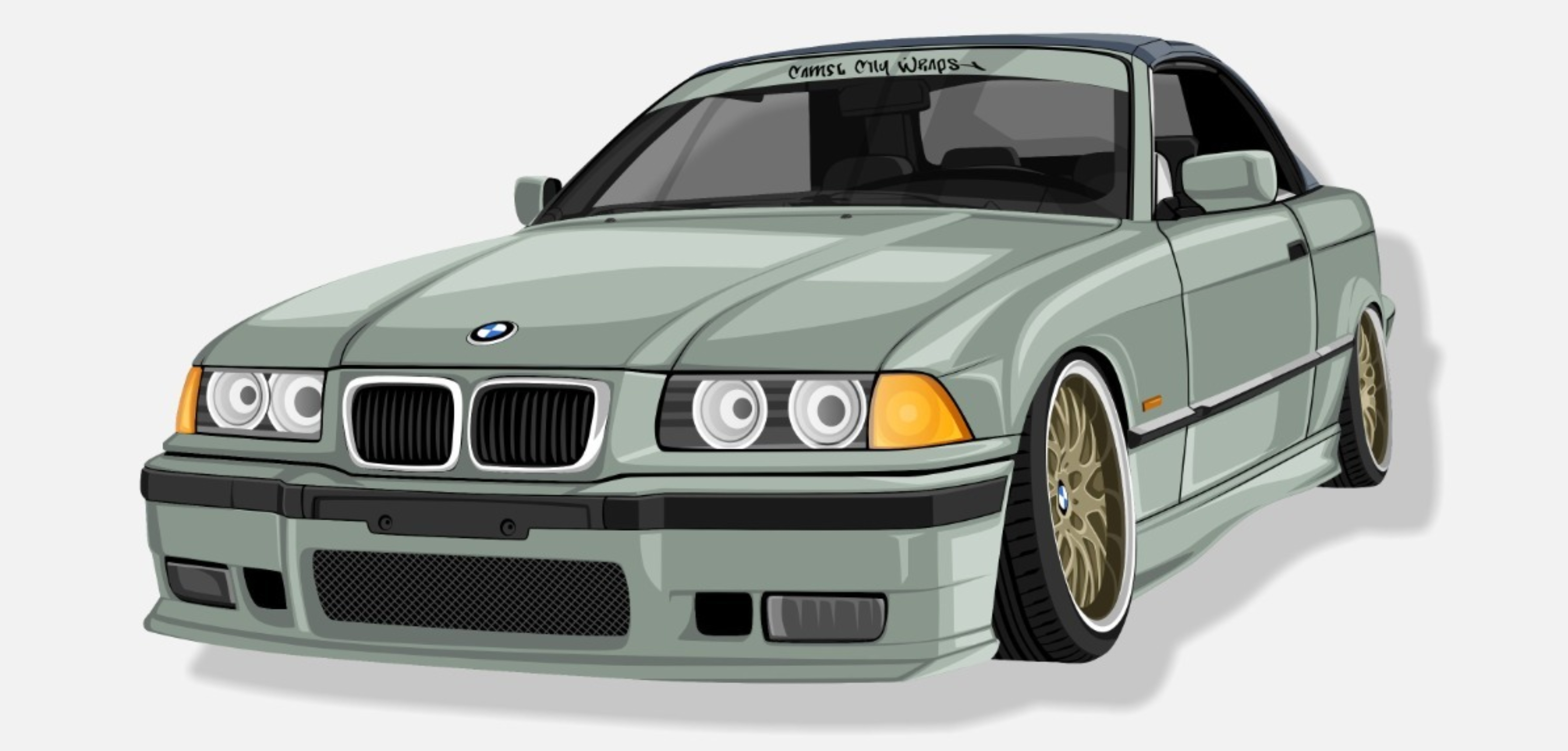 I will draw a car into vector cartoon portrait from photo