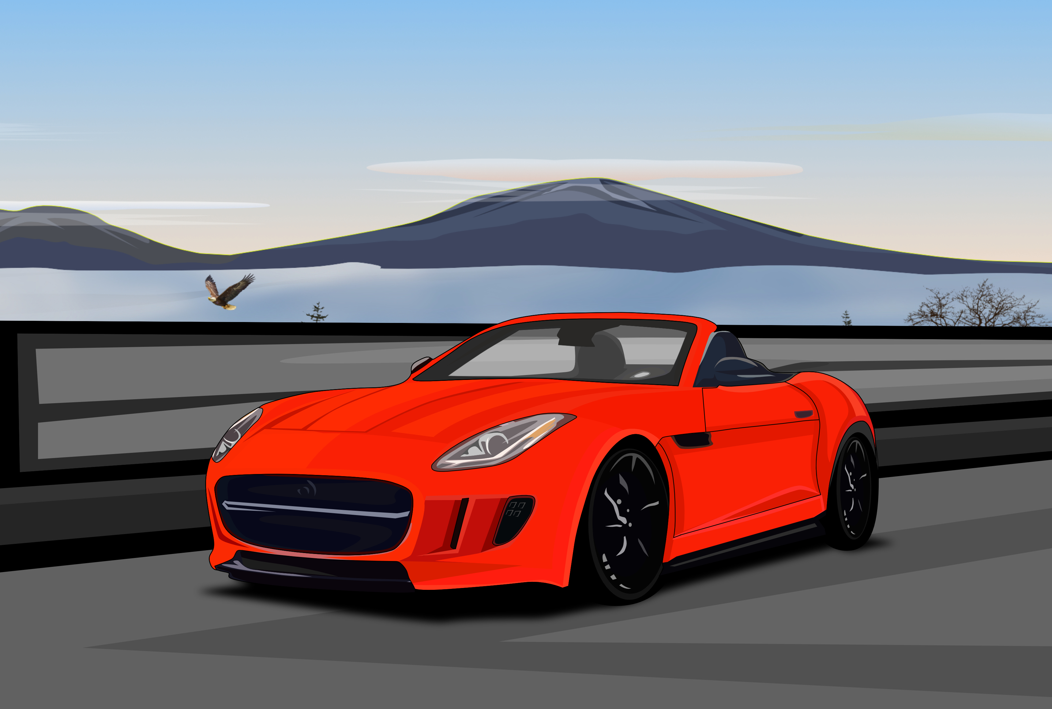 I will draw a car into vector cartoon portrait from photo