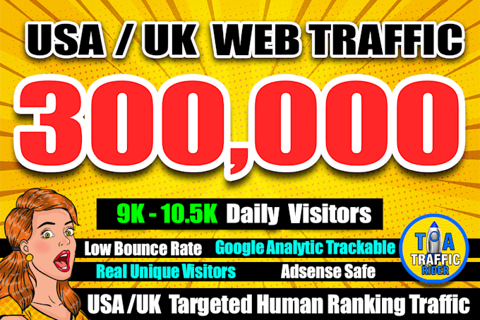 300,000 Organic web traffic to your website