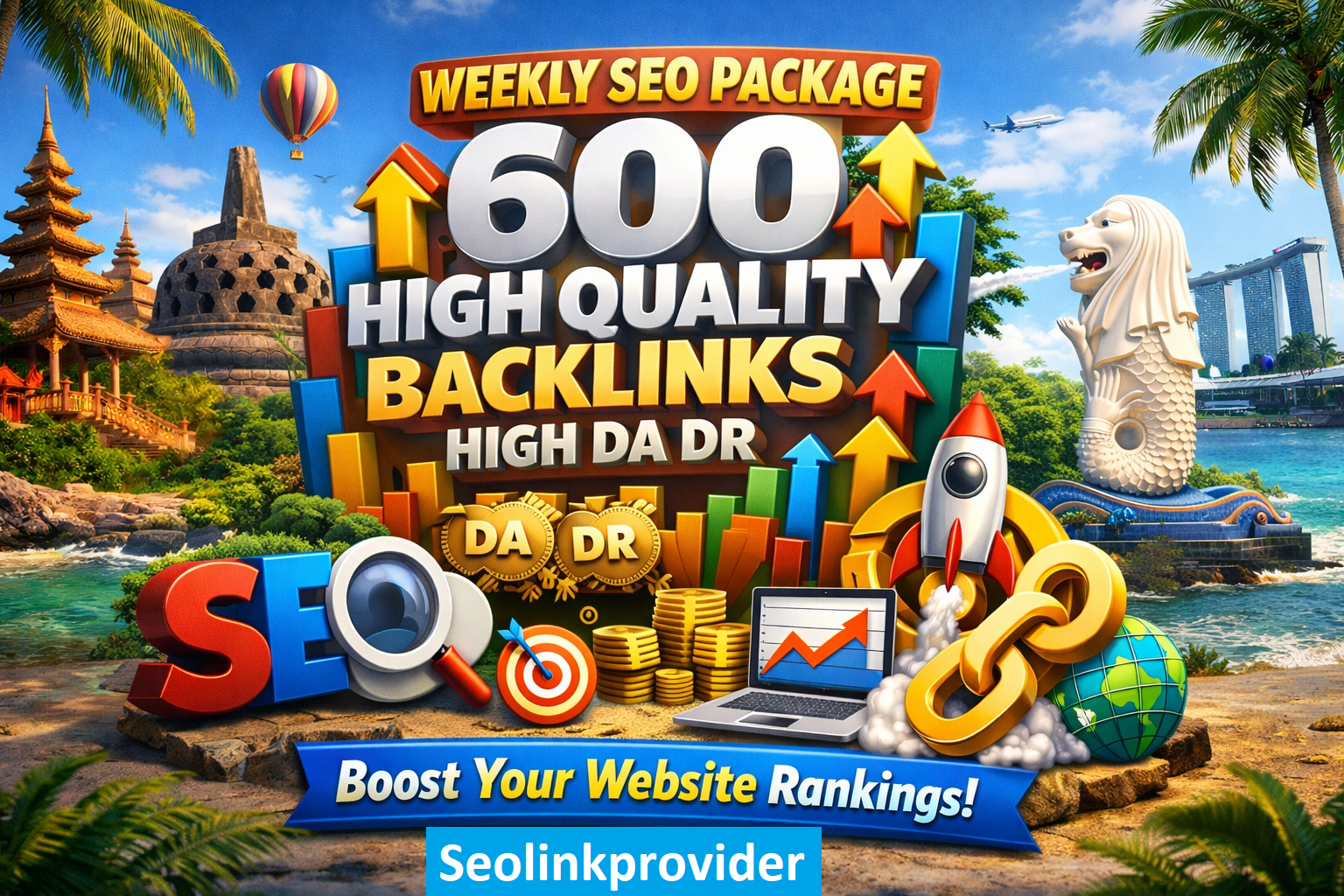WEEKLY SEO PACKAGE OF 600 HIGH QUALITY BACKLINKS HIGH DA DR