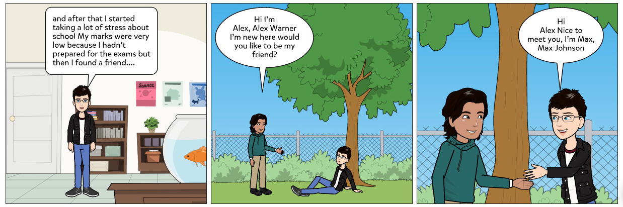 I write and design 5 fully colored comic strips for you