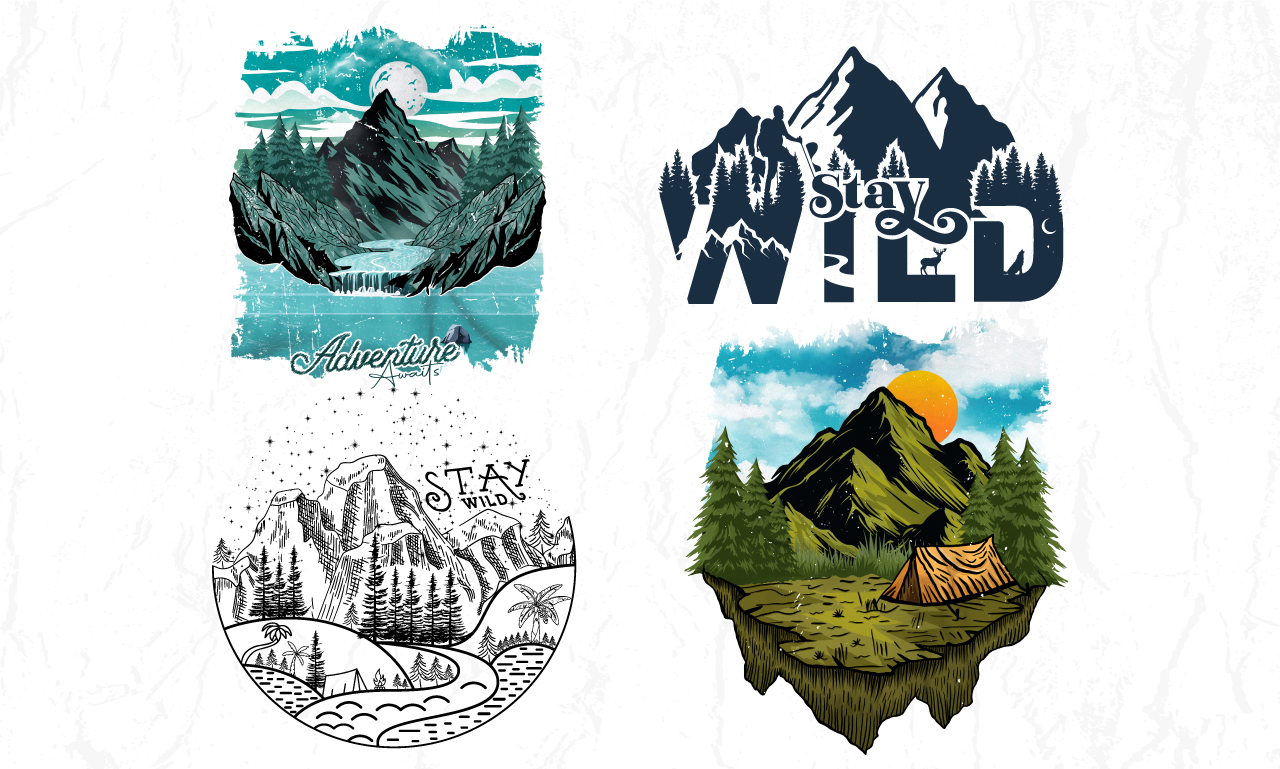 I will design outdoor graphic t shirt illustration