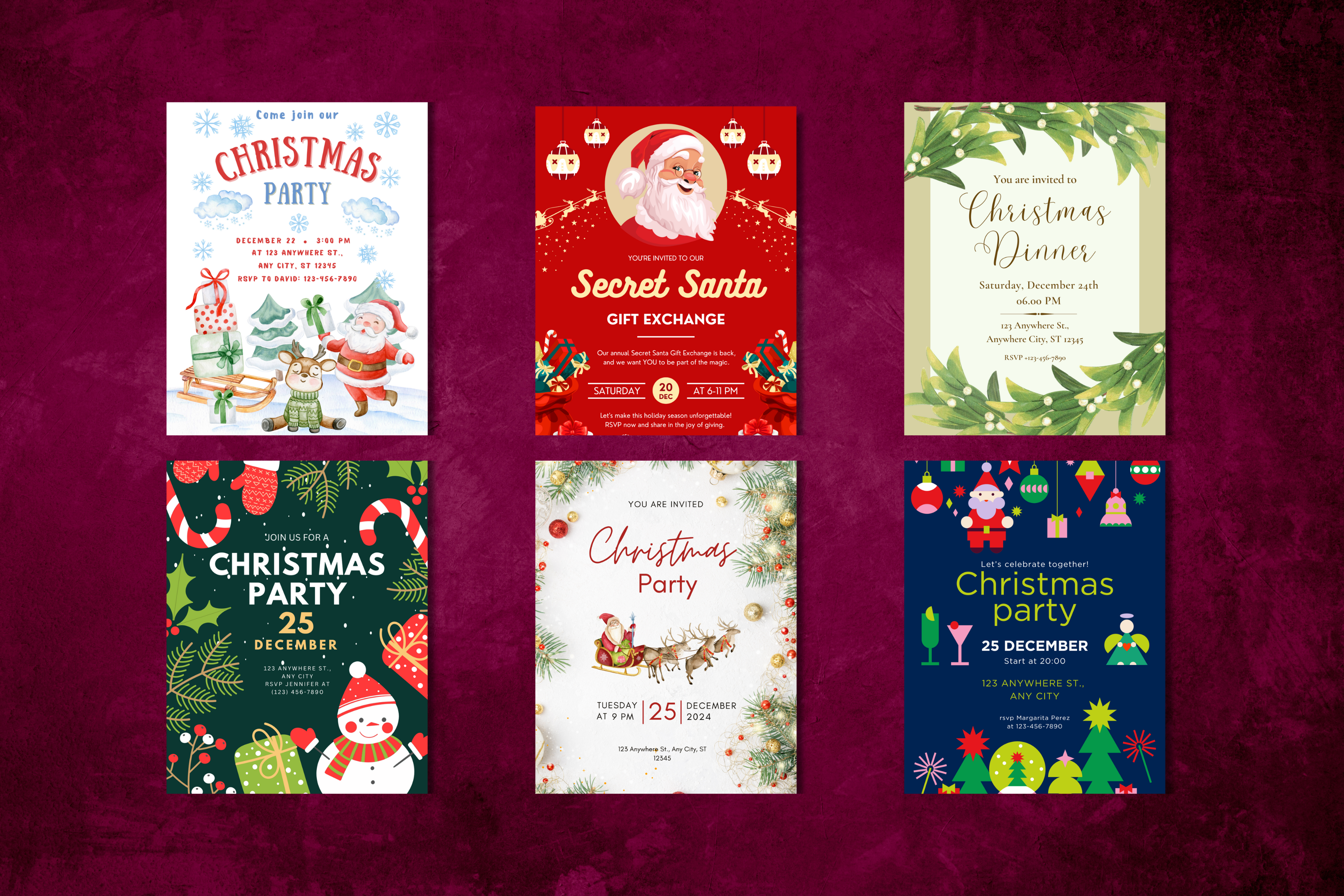 Customize Christmas & New Year Greeting Cards, Invitations and Sale Flyers