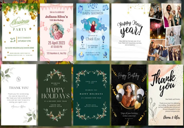 I will design christmas card, party poster, birthday, new year, invitation flyer