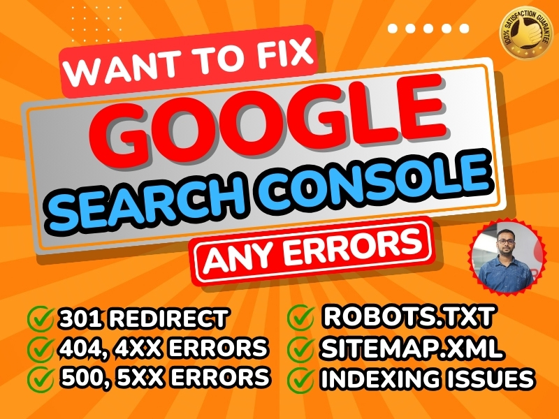 I will Fix google Search Console error and indexing issues, technical SEO, redirect 301, 302