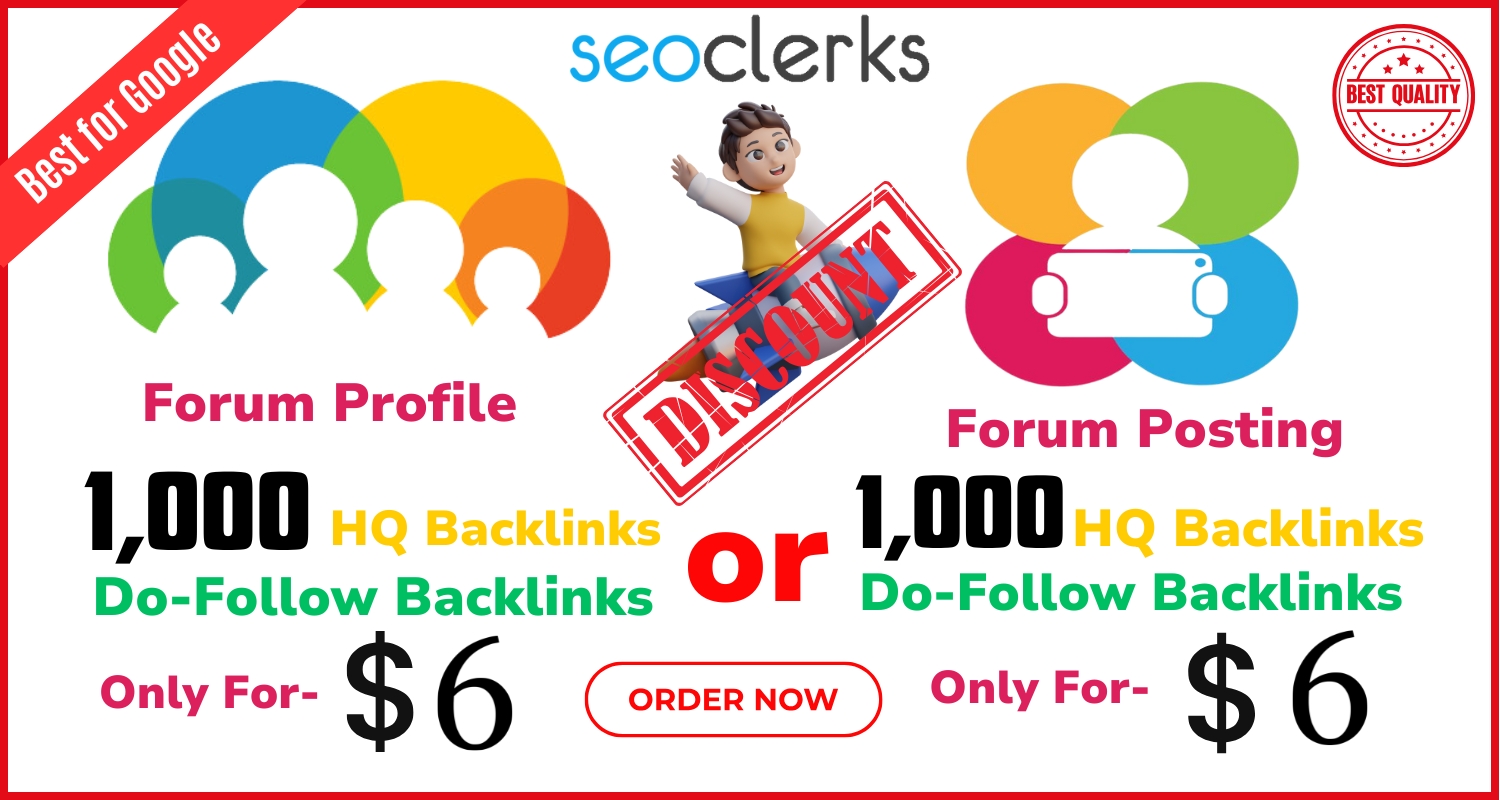 I'll do 1000 Forum profile backlink or, 1000 Forum posting backlinks for your website