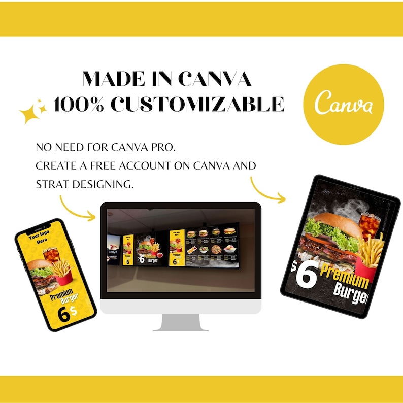 Modern TV Menu Board for Restaurant