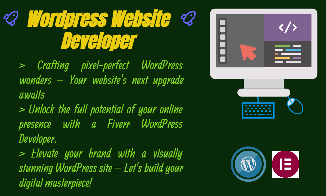 A designer and developer of your website through wordpress, code and with your requirements