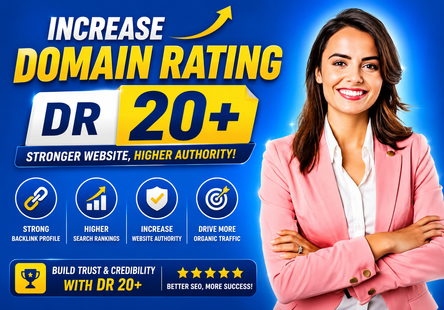 I will increase domain rating , ahrefs dr 20 plus with seo backlinks