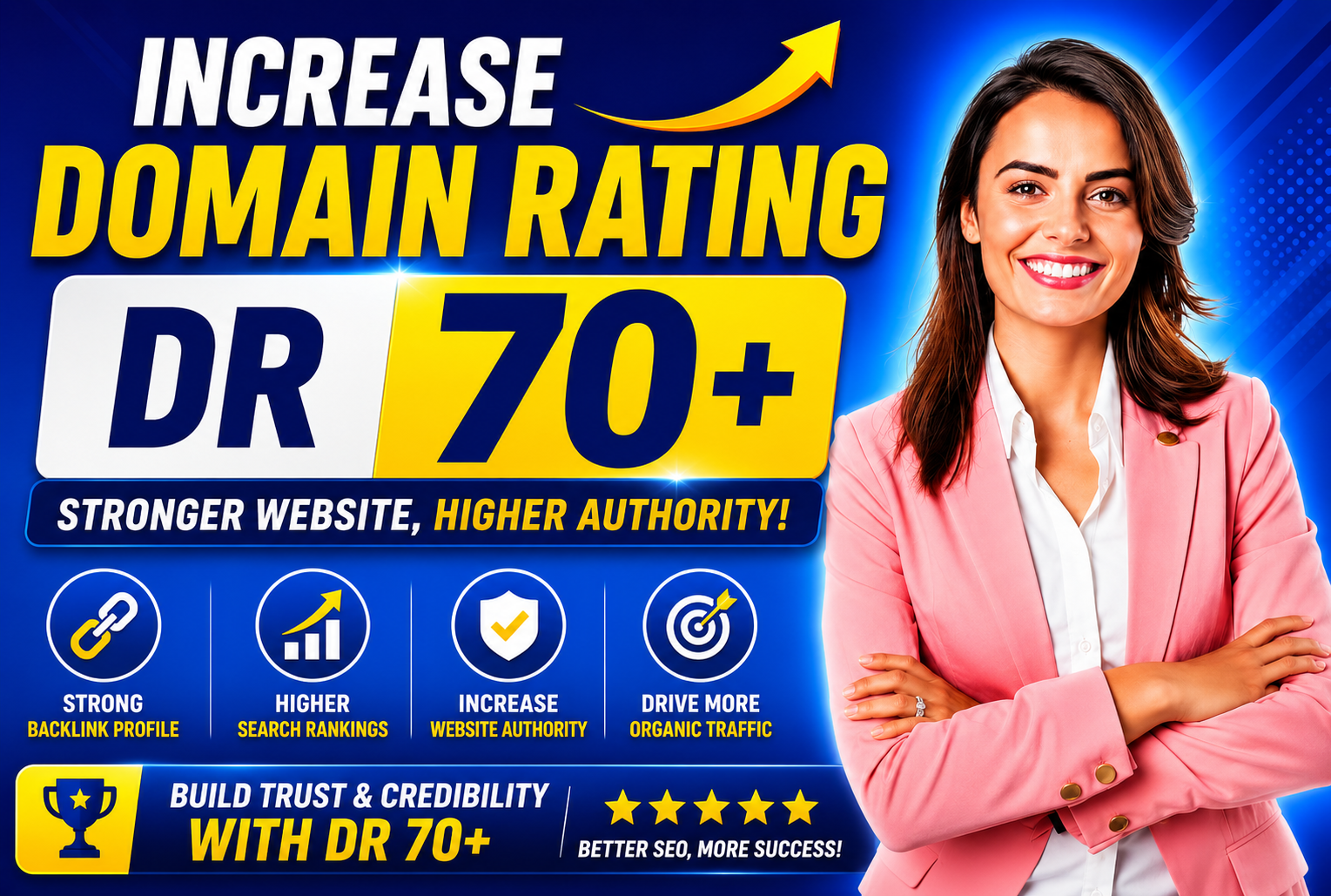 I will increase dr 70 plus ahrefs dr increase of your...