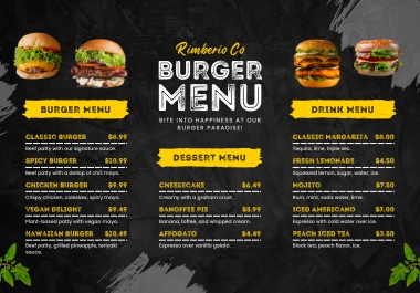 Get restaurant food menu, restaurant menu, food menu, Menu Flyer Design