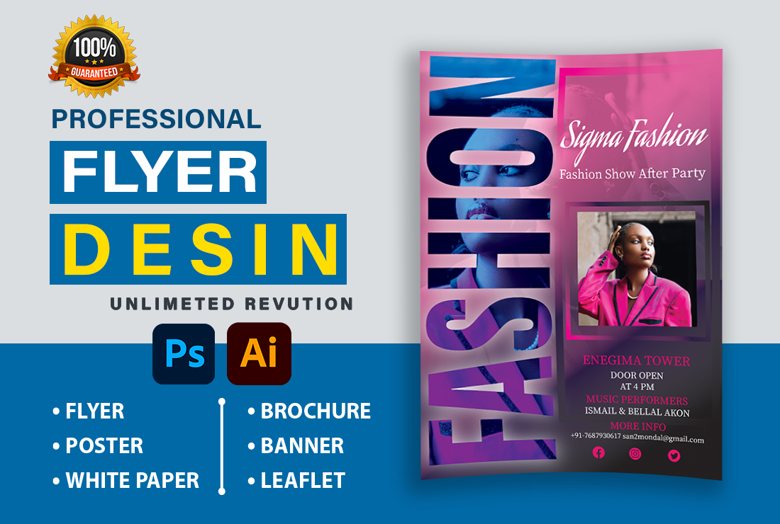 I will do a professional flyer, brochure, leaflet or poster design