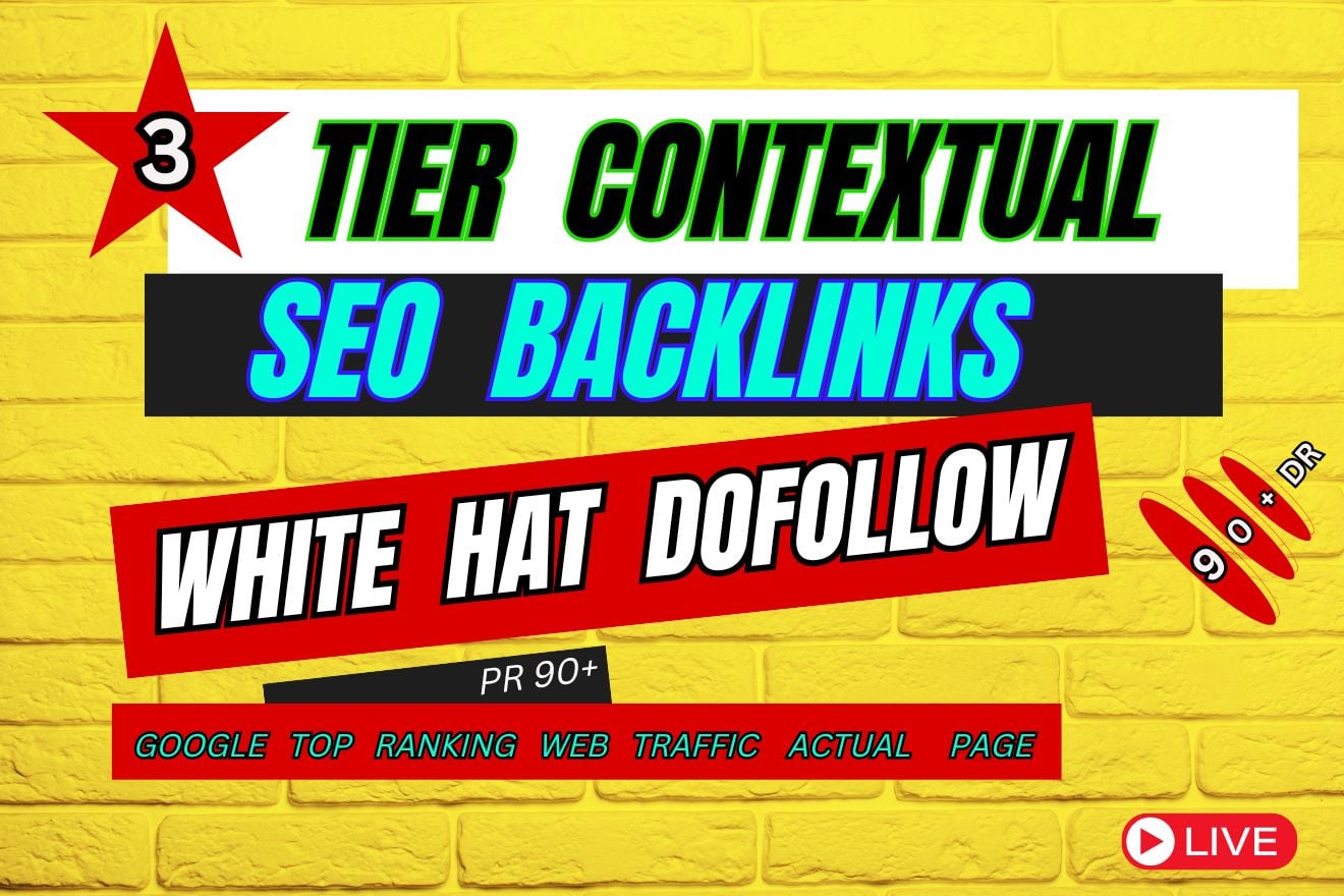 I will build 3 tier contextual white hat dofollow SEO...