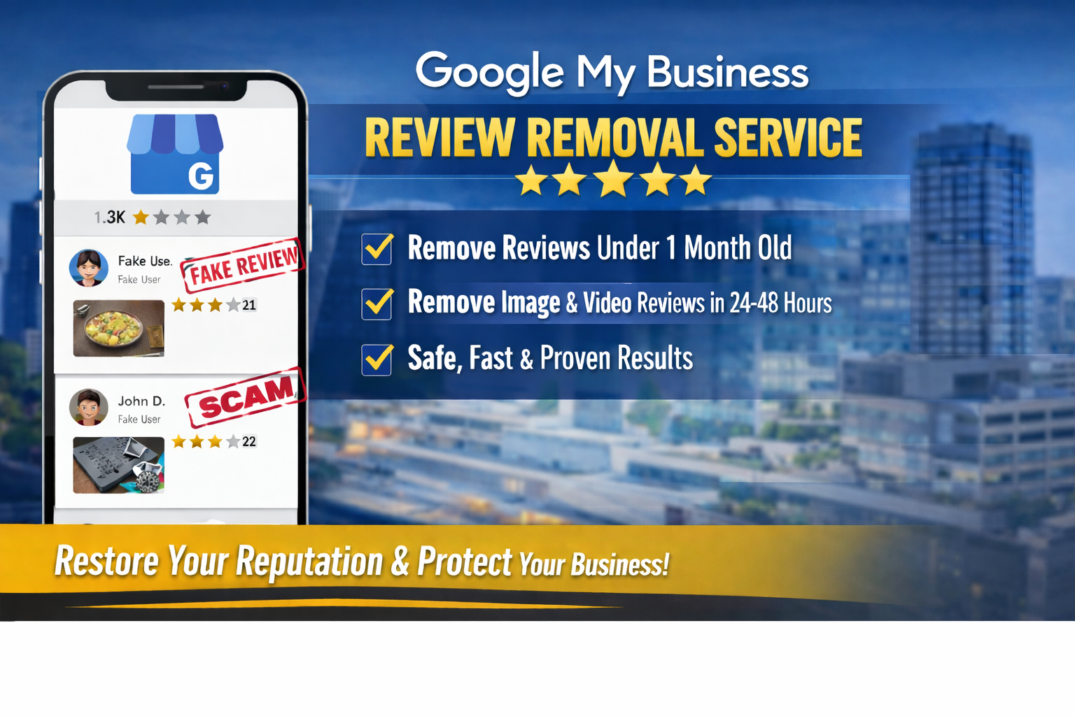 I will remove bad google reviews less than a Three weeks 