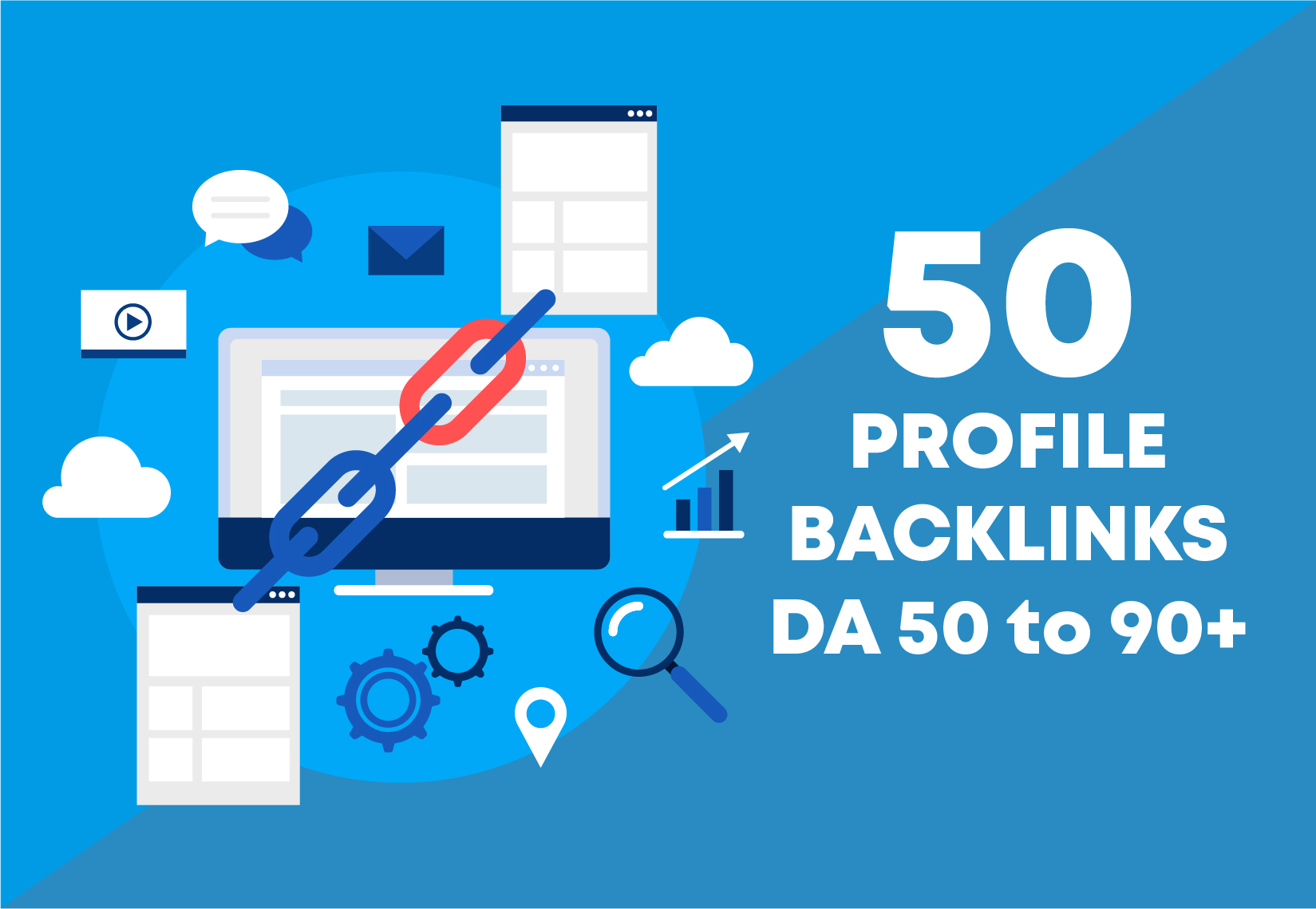 Boost your Website for 50 Profile Backlinks with 50 to 90+ DA And Under 10 Spam score 