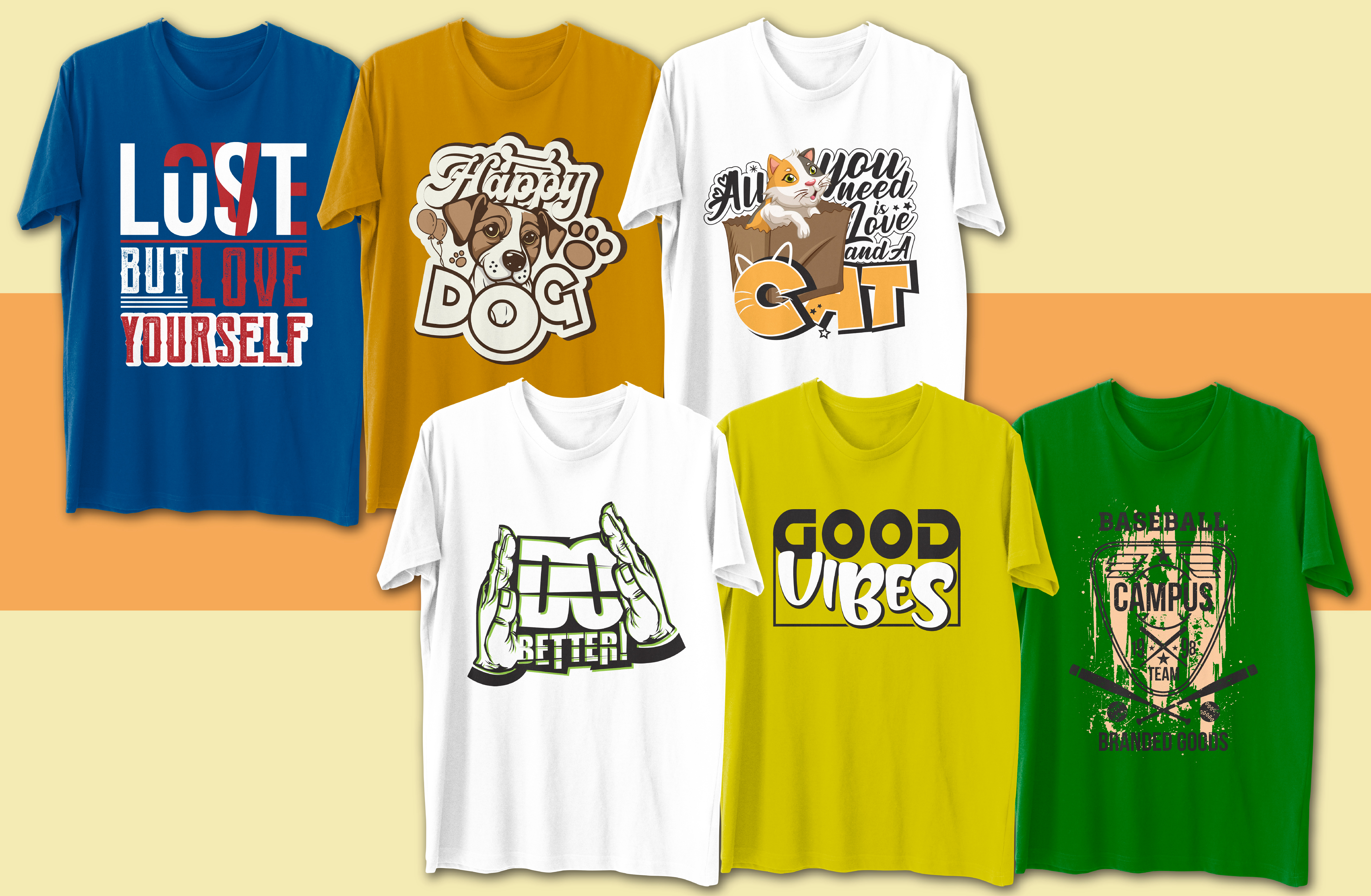 I will do creative typography or bulk t shirt design with customized