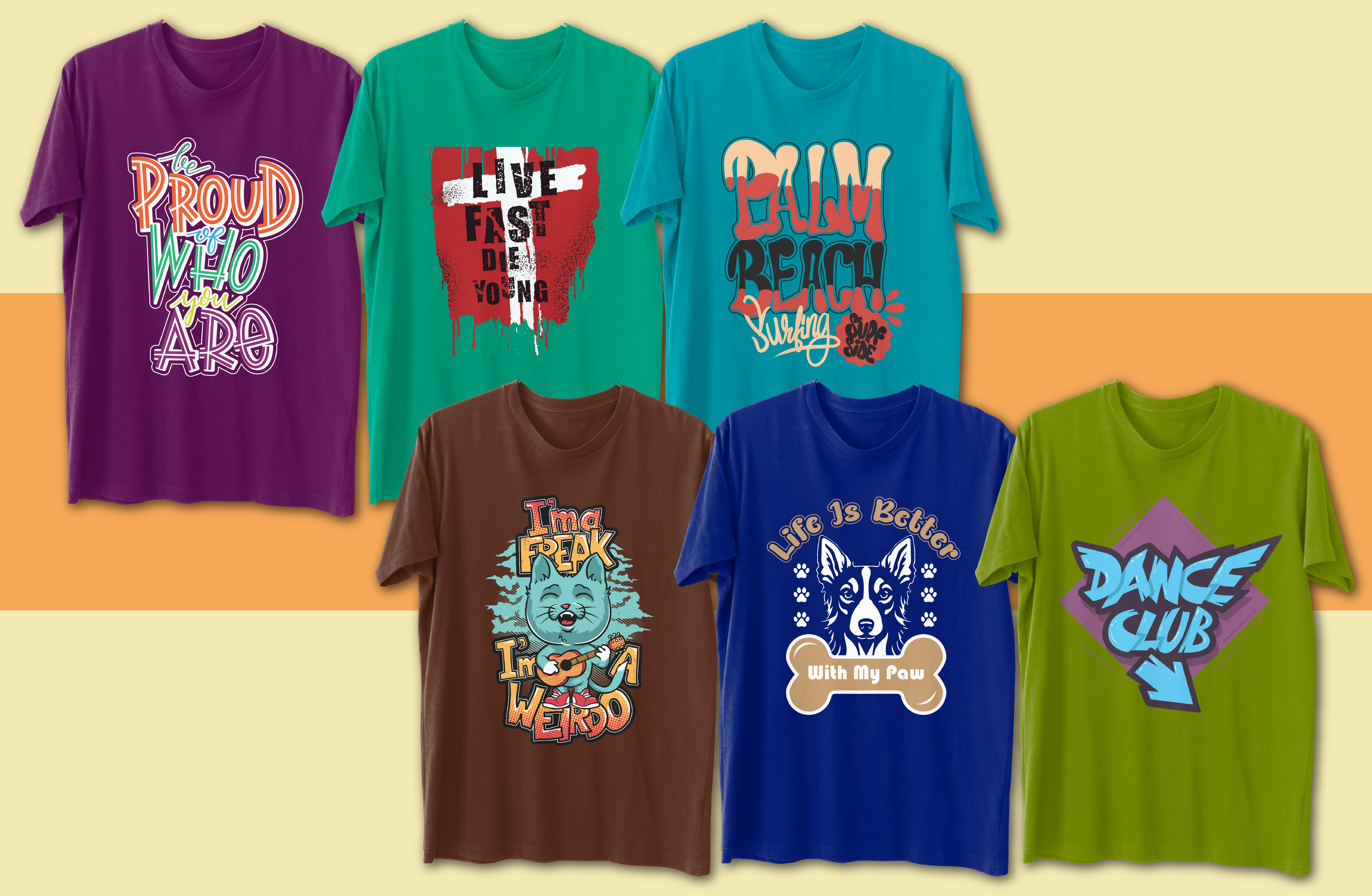 I will do creative typography or bulk t shirt design with customized