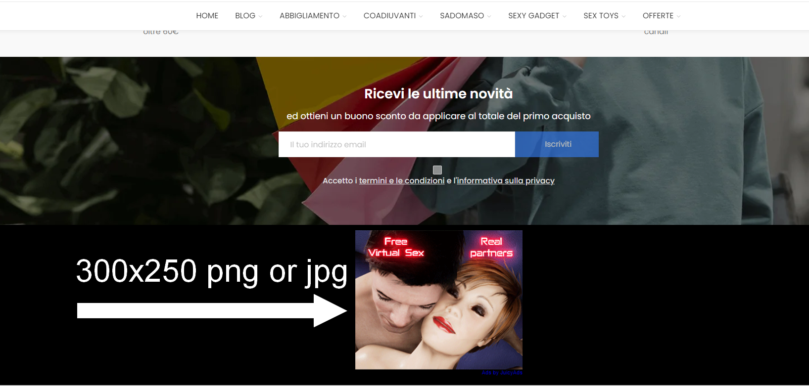 Your banner ADV on our adult shop