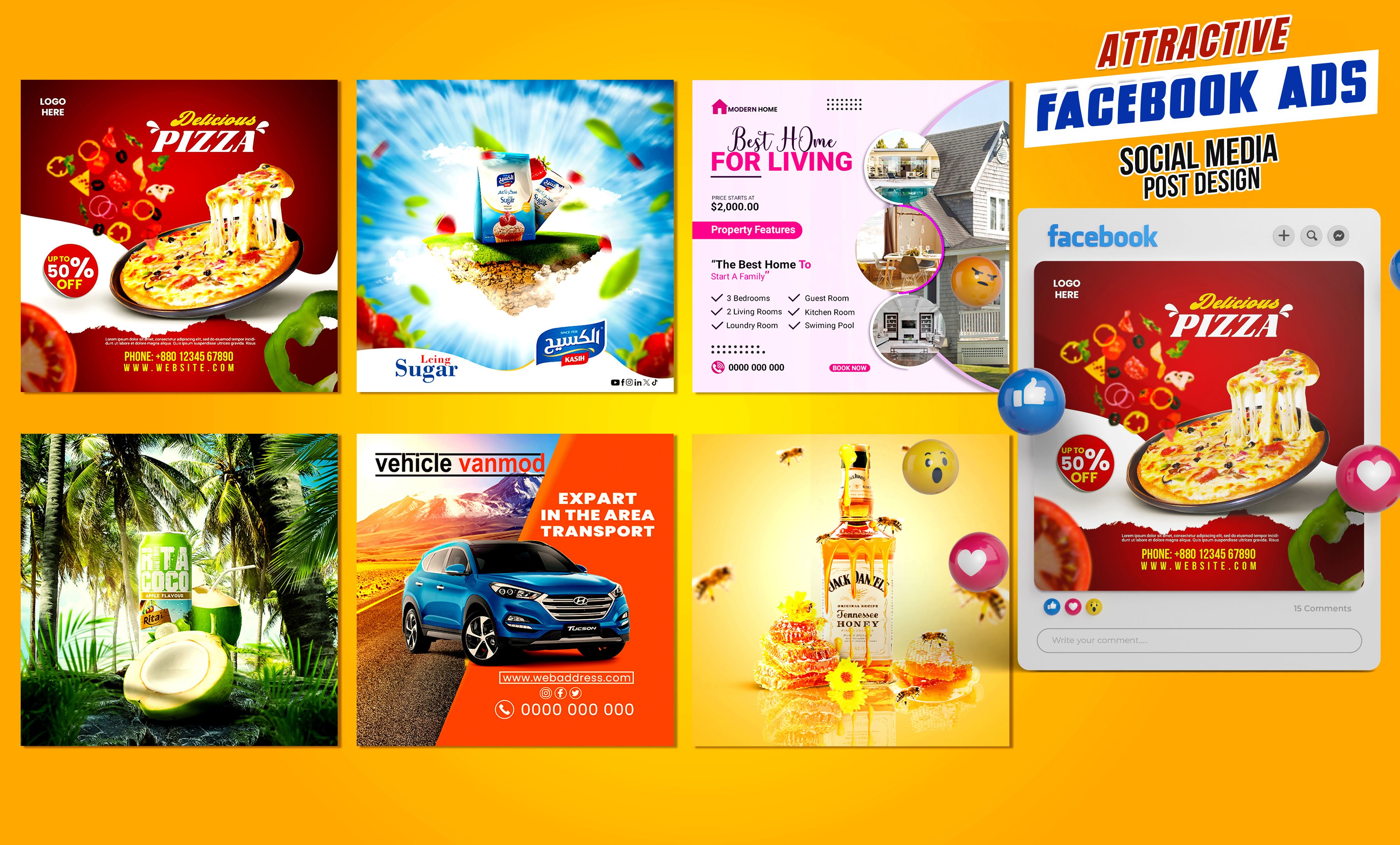 I will design attractive facebook, instagram ads within 24 hours