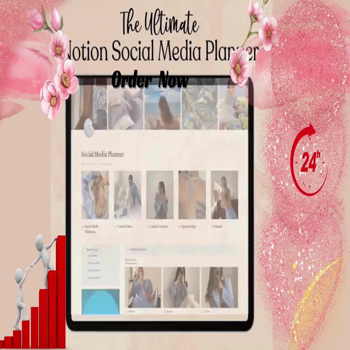 Design notion template with organization tools for reselling 