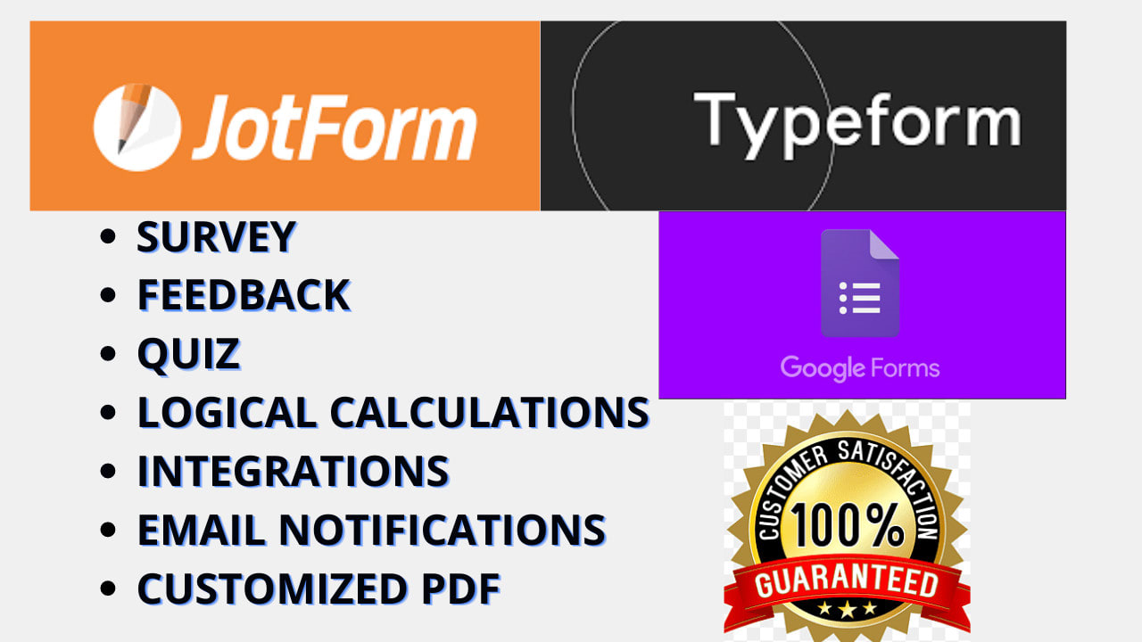 I will create online Google Forms, Survey Forms. Typeforms and Jotforms