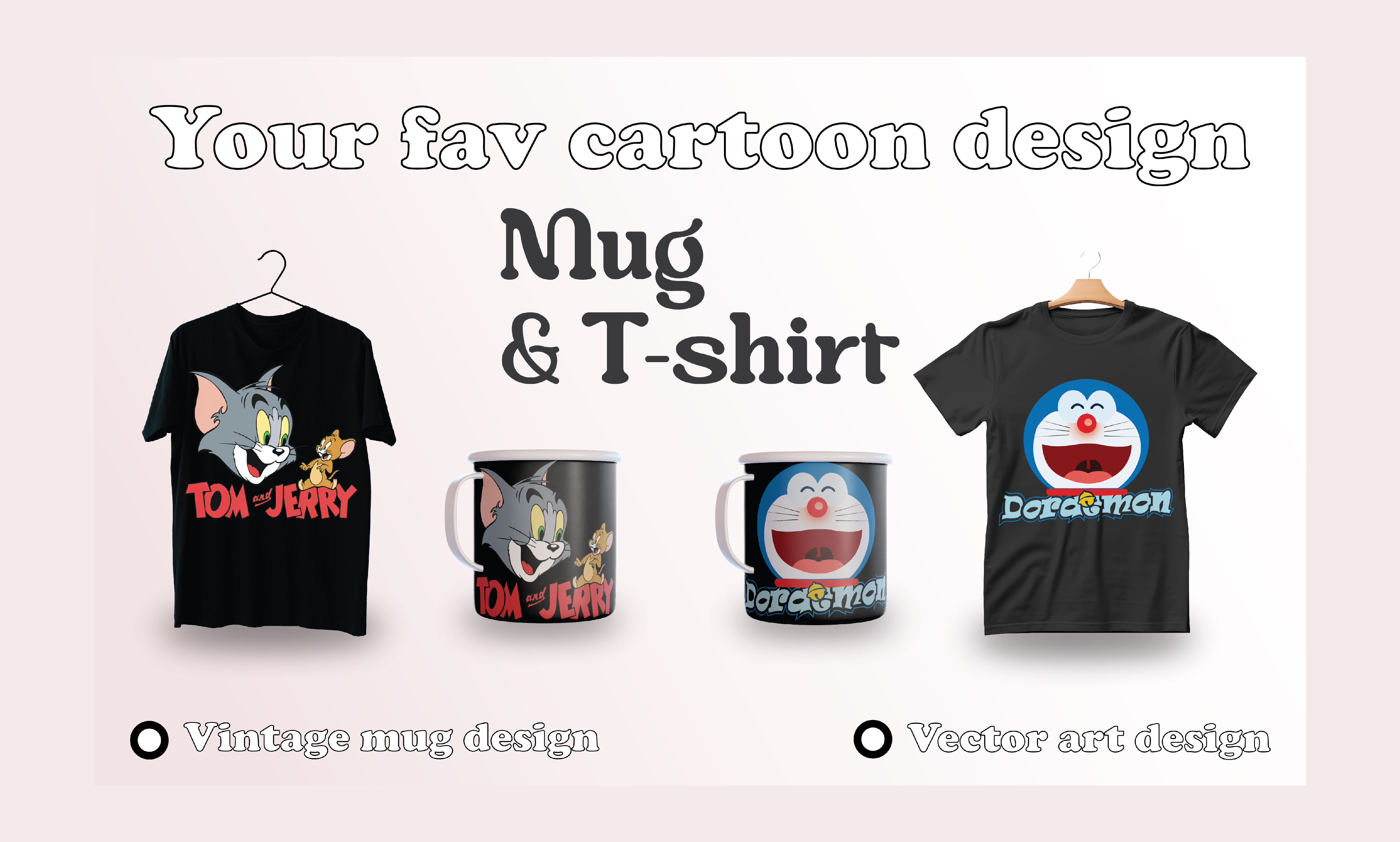 I will design retro and modern or custom design T-shirt, professional custom design mug 
