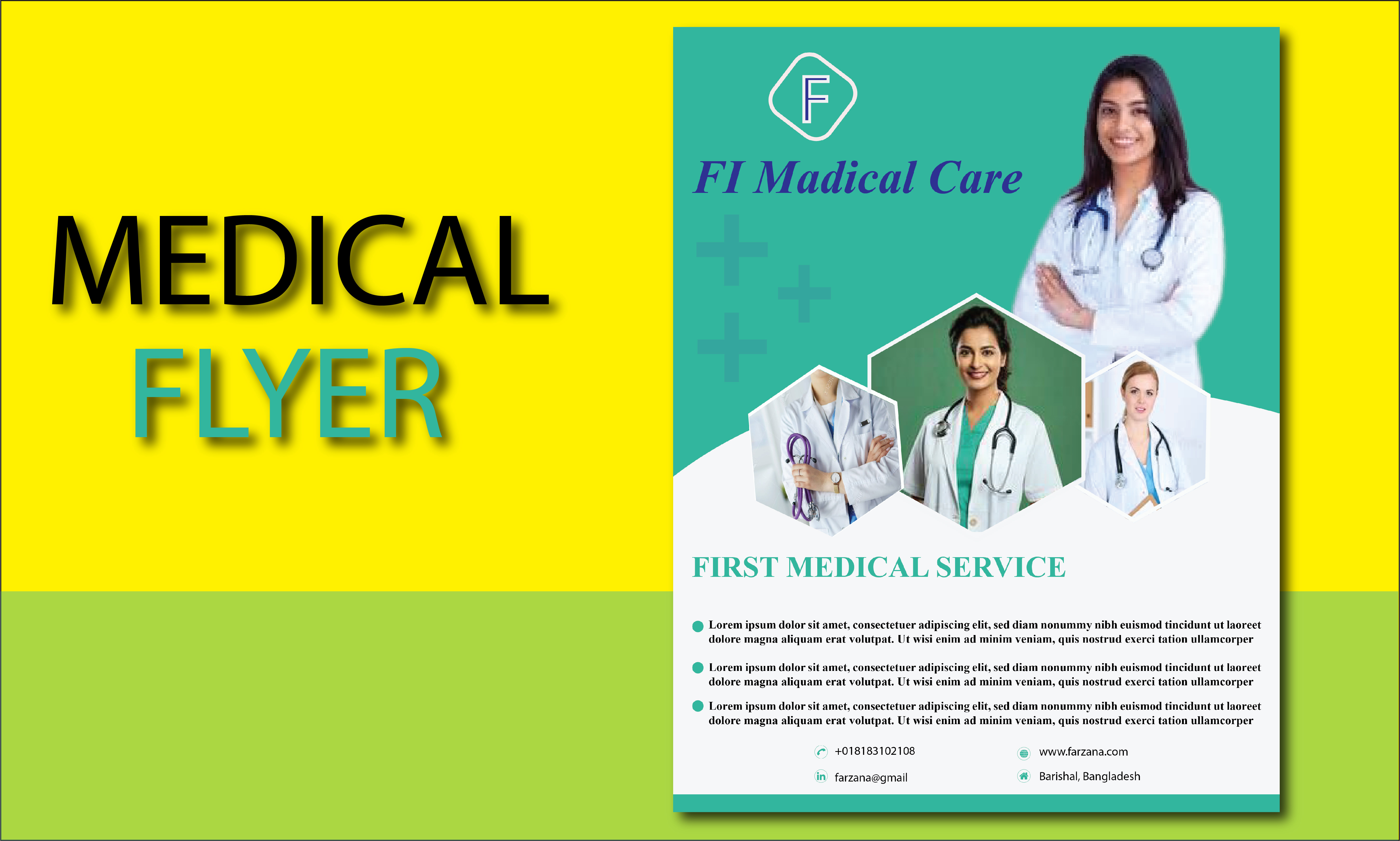  I will design professional medical flyer, bifold, trifold and business card