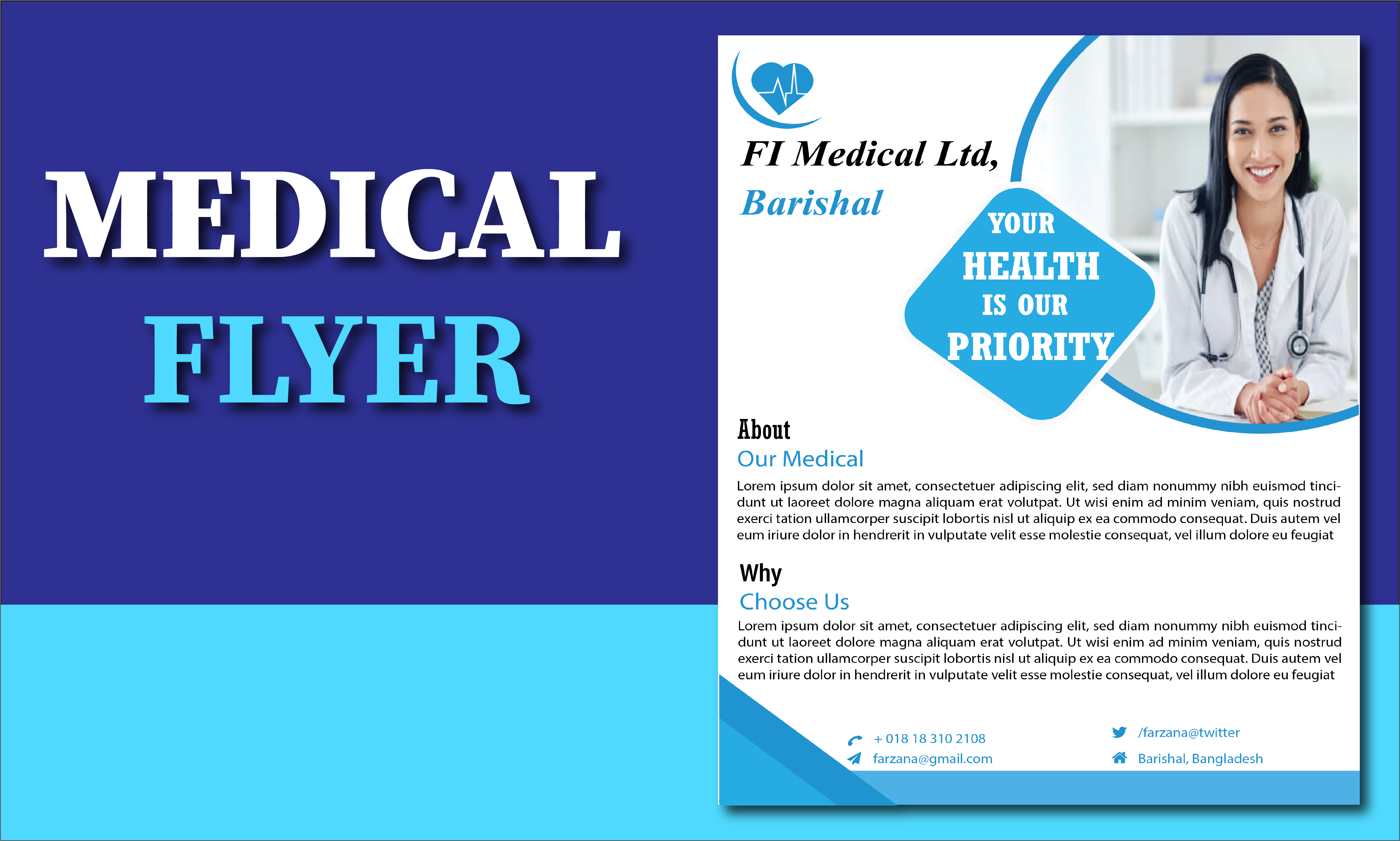  I will design professional medical flyer, bifold, trifold and business card