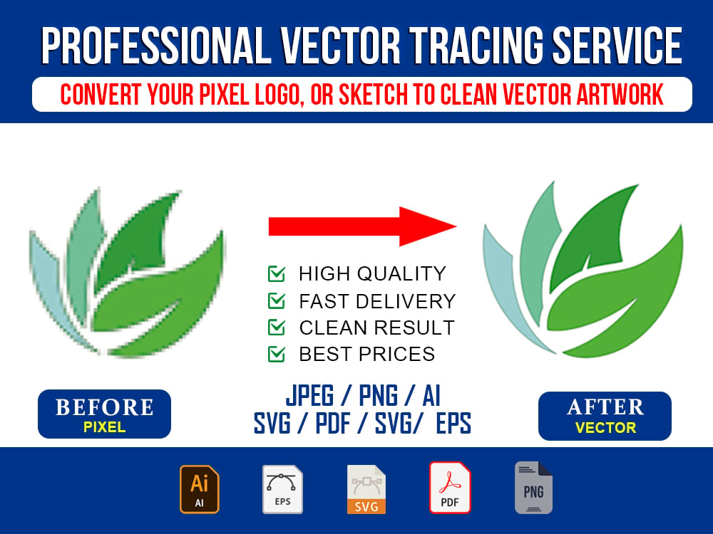 I will do clean manual vector tracing for your artwork and logo