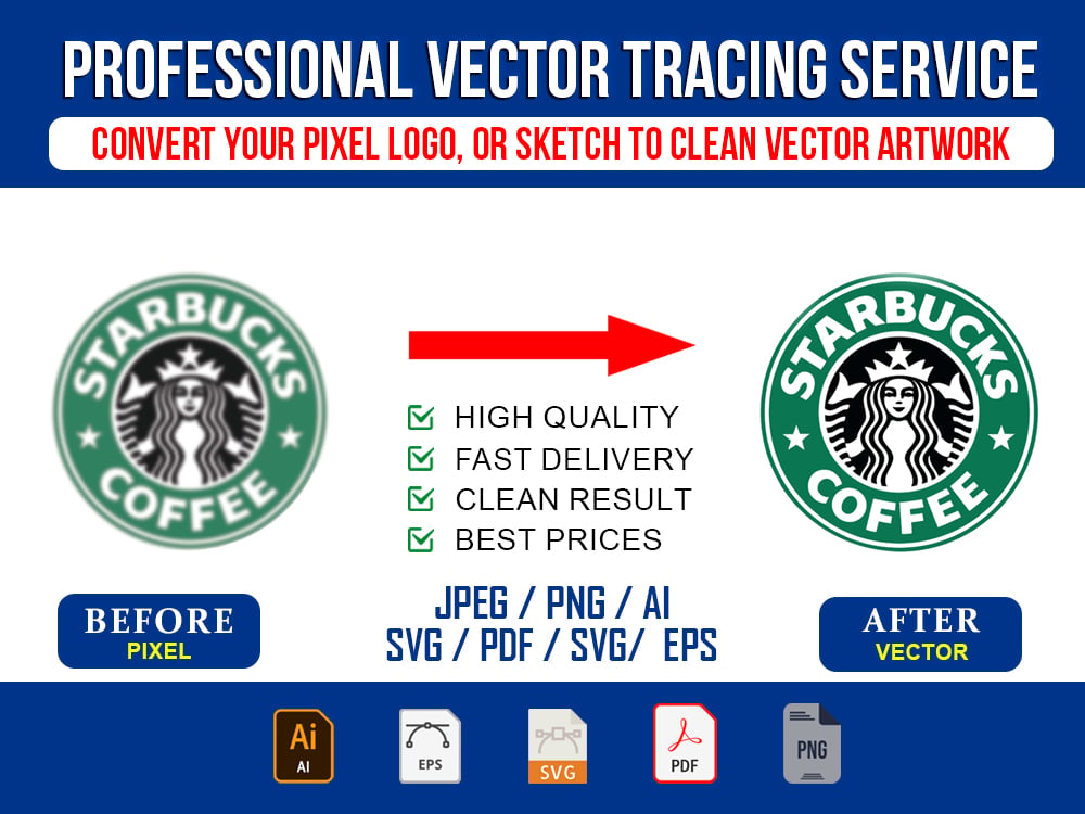 I will do clean manual vector tracing for your artwork and logo