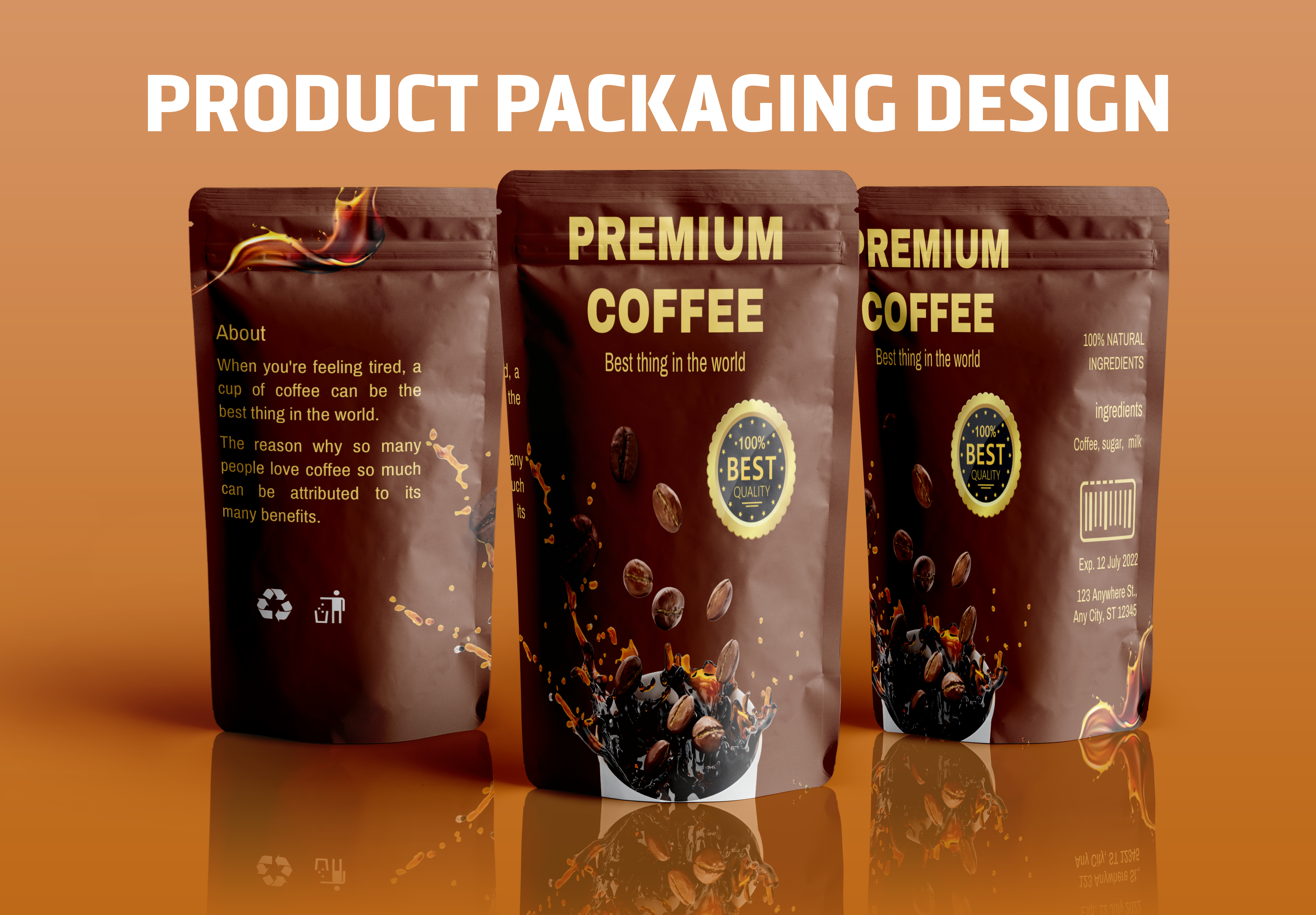 I will do premium product label, packaging, pouch bag design for brand