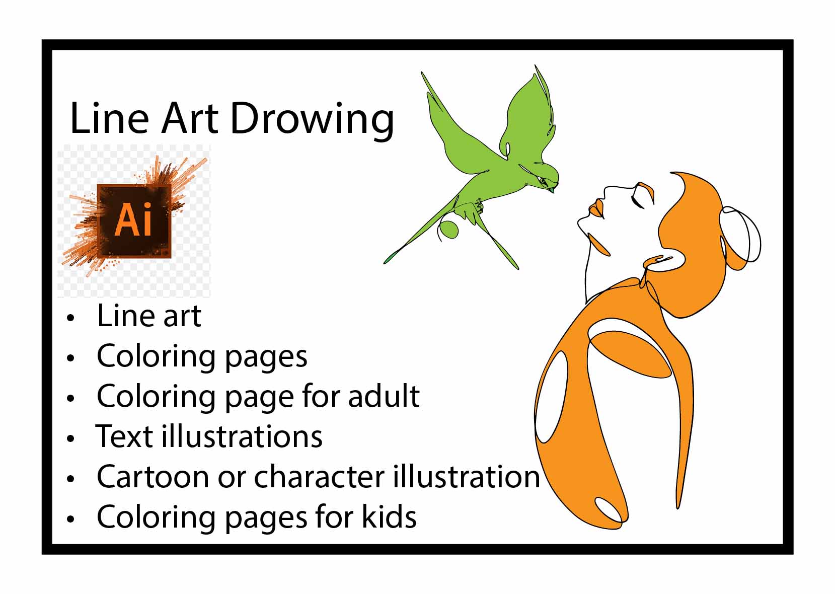 I will draw detailed line art coloring book pages for children and adult