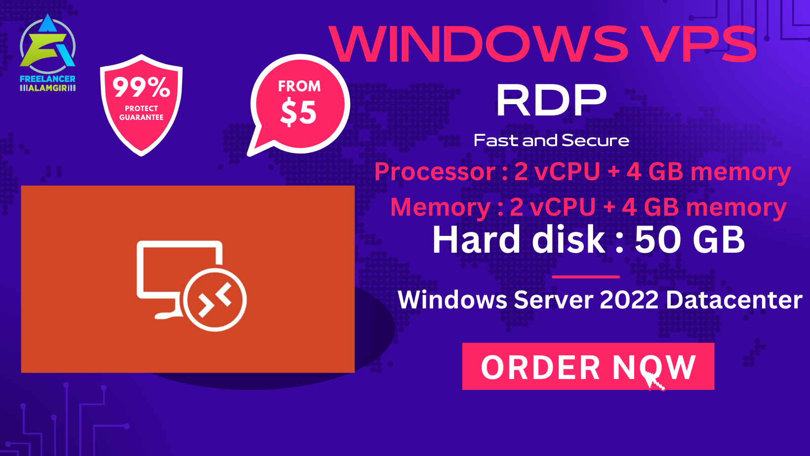 Cheap windows UK VPS windows 4 GB Ram FAST DELIVERY 