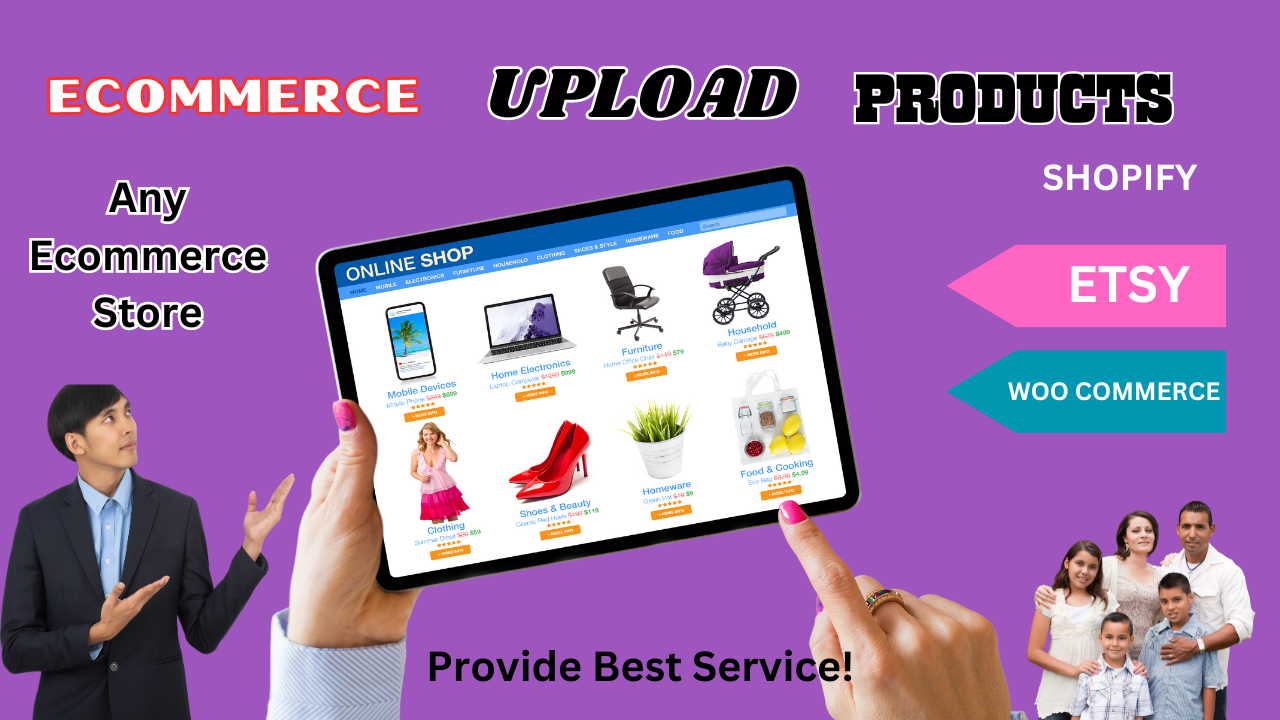 i will 40 upload products or upload listing All Ecommerce Store 