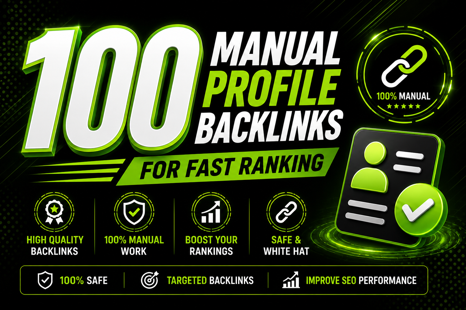 i will build 100 manual profile backlinks for fast ranking