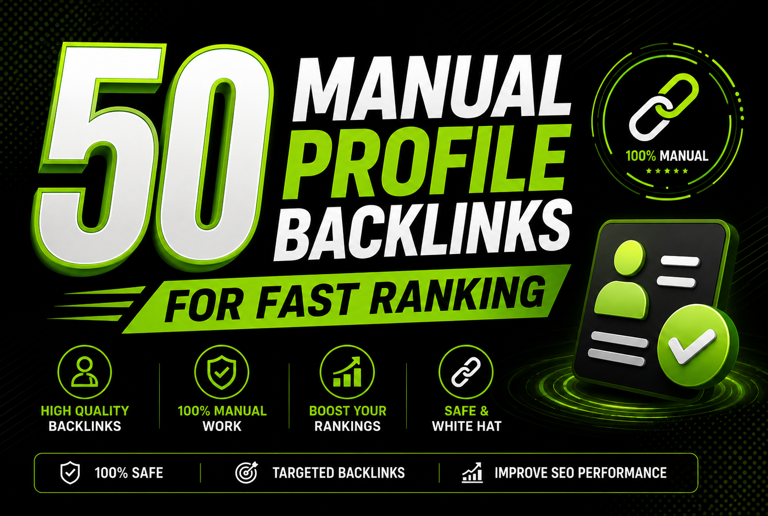 i will build 50 manual profile backlinks for fast ran...
