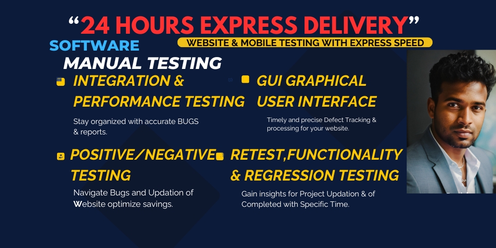 Expert in software testing, website testing, mobile app, user testing, QA, J Meter, Load Testing 